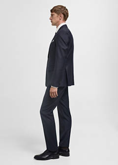 100% Italian virgin wool flannel suit trousers — Dark Navy 28