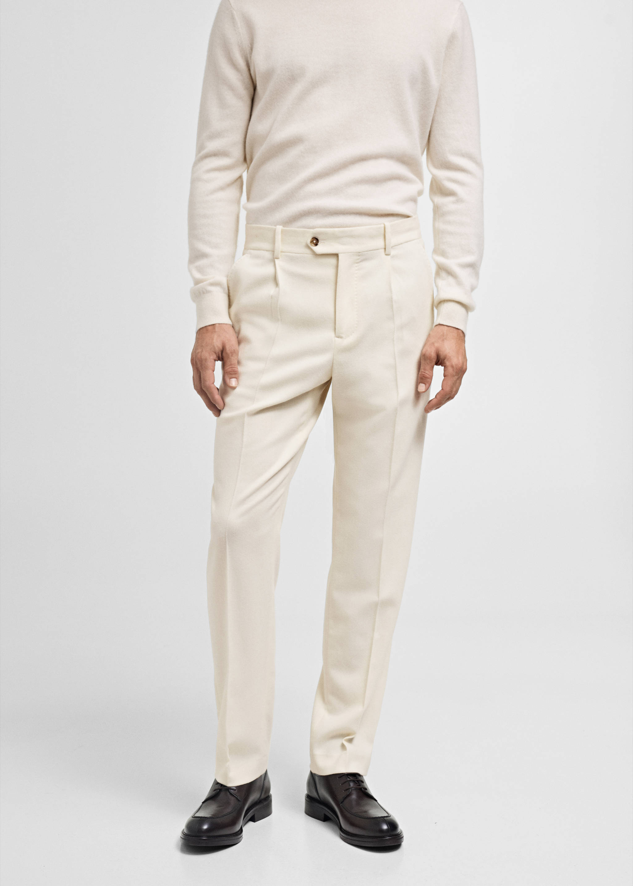 Pantalon costume flanelle laine italienne - Plan moyen