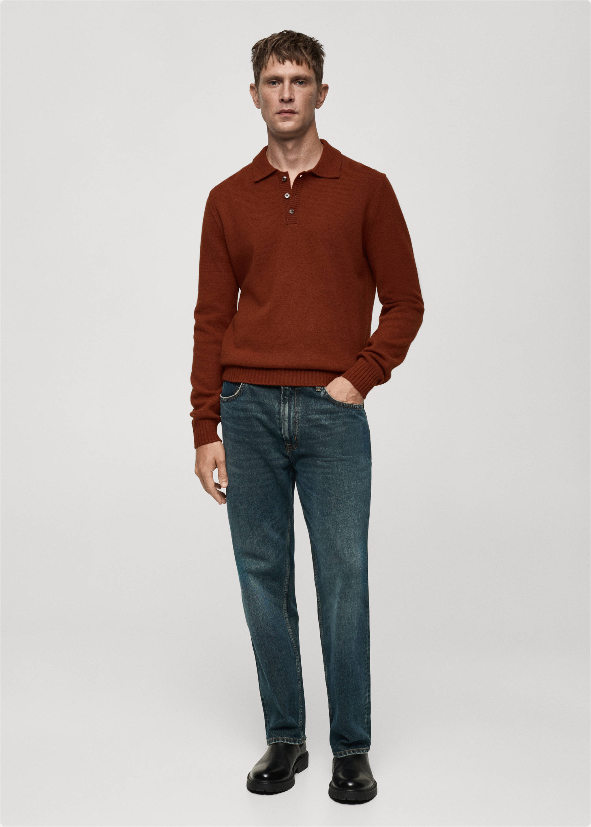 Polo collar wool sweater - General plane