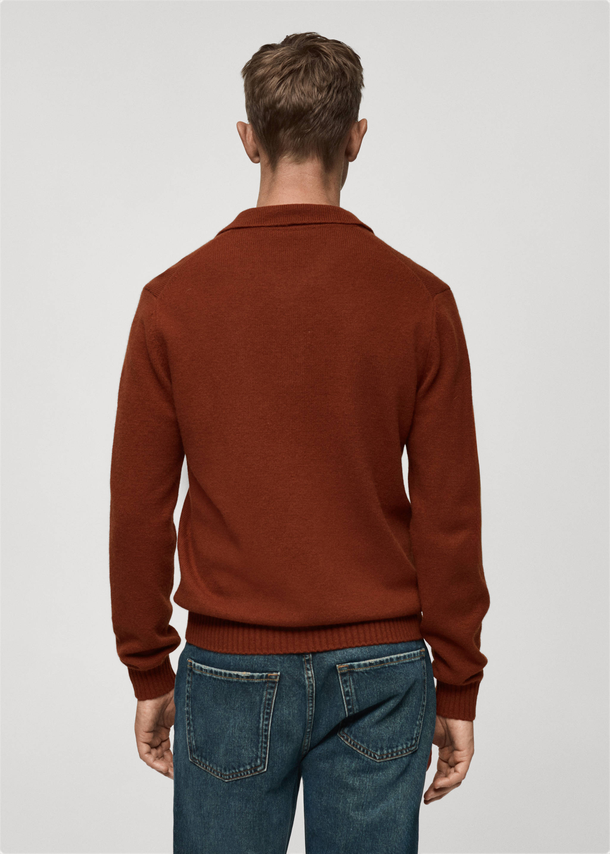 Polo collar wool sweater - Reverse of the article