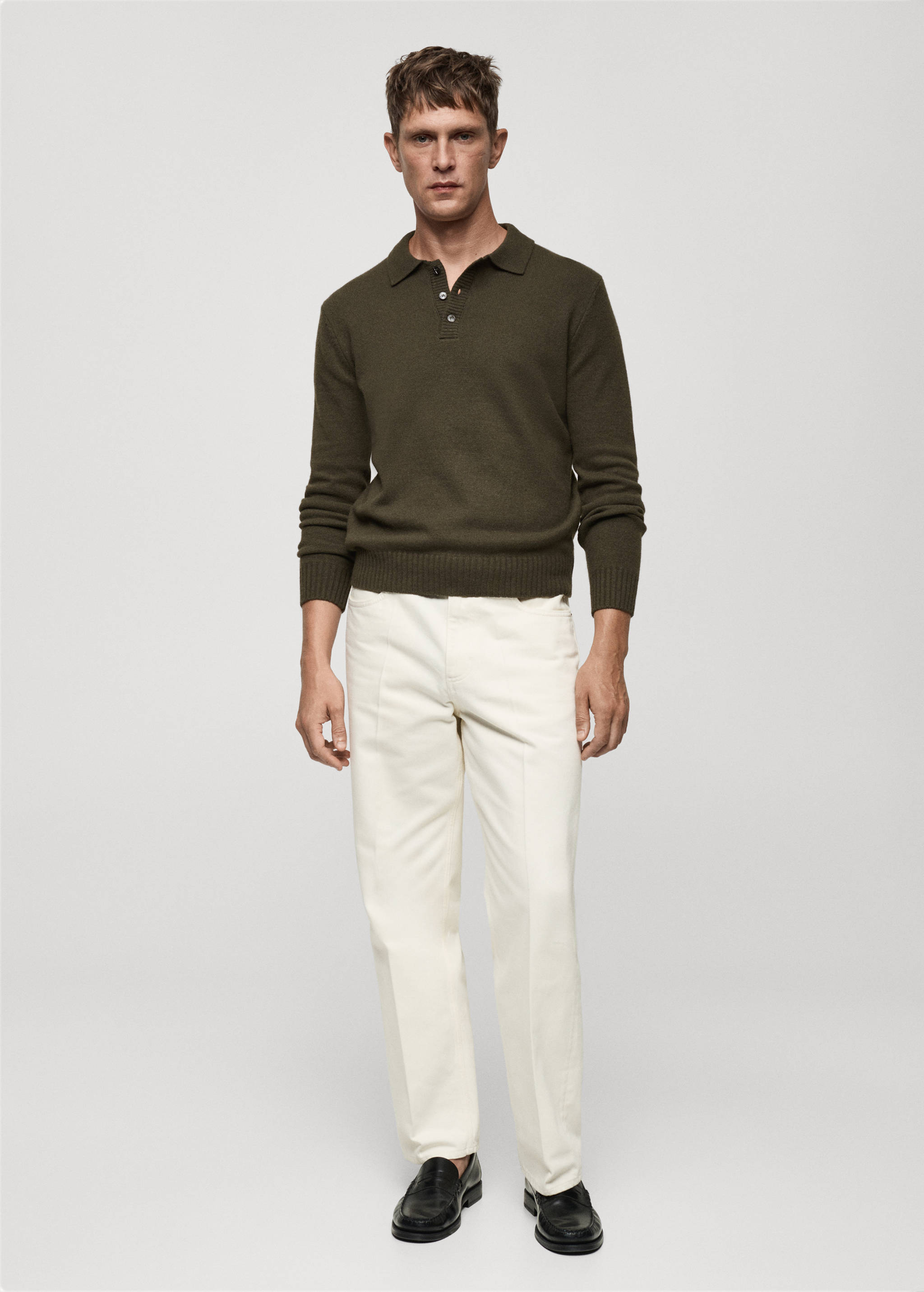 Polo collar wool sweater - General plane