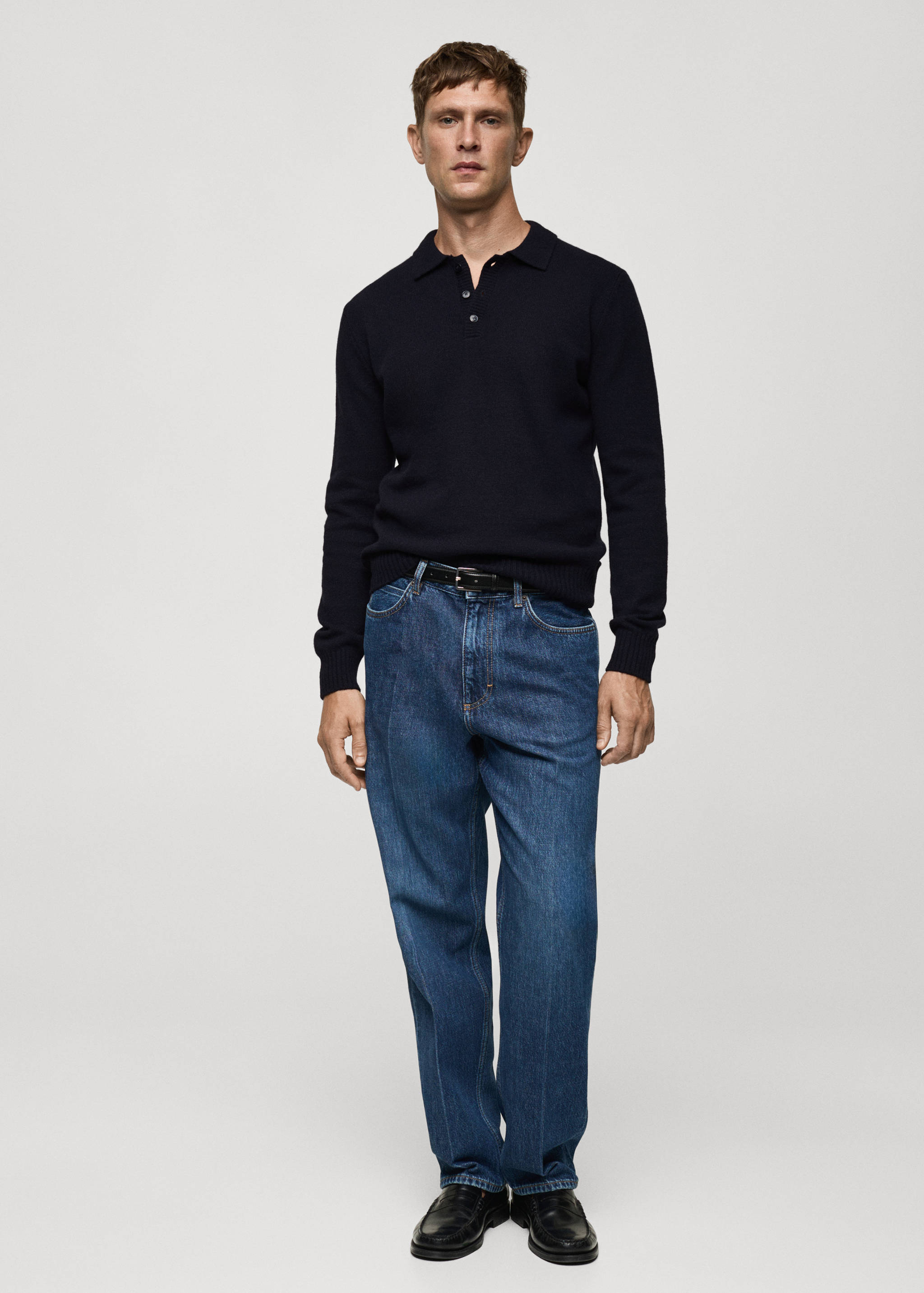 Polo collar wool sweater - General plane