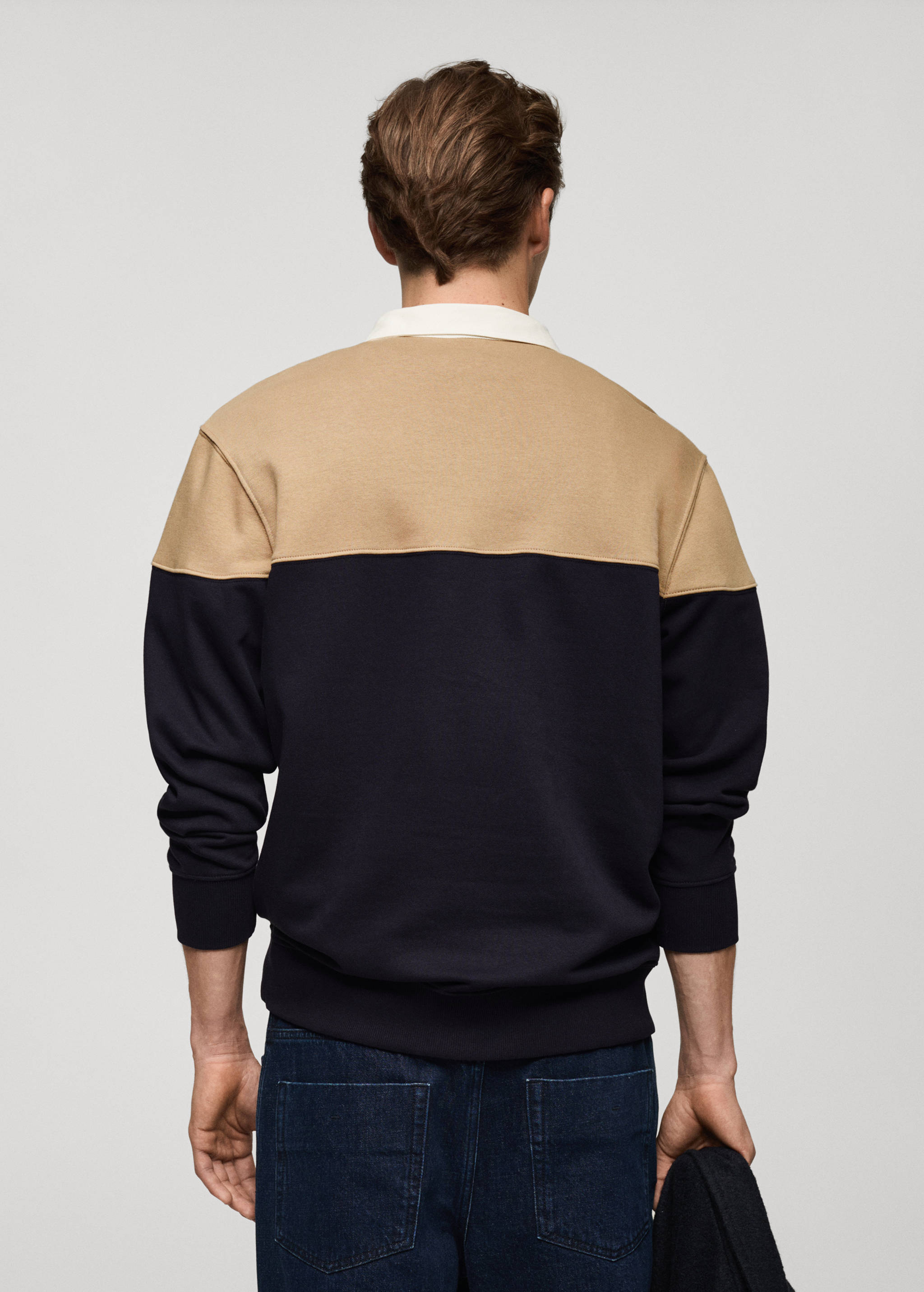 Two-tone cotton polo sweatshirt - Reverse of the article