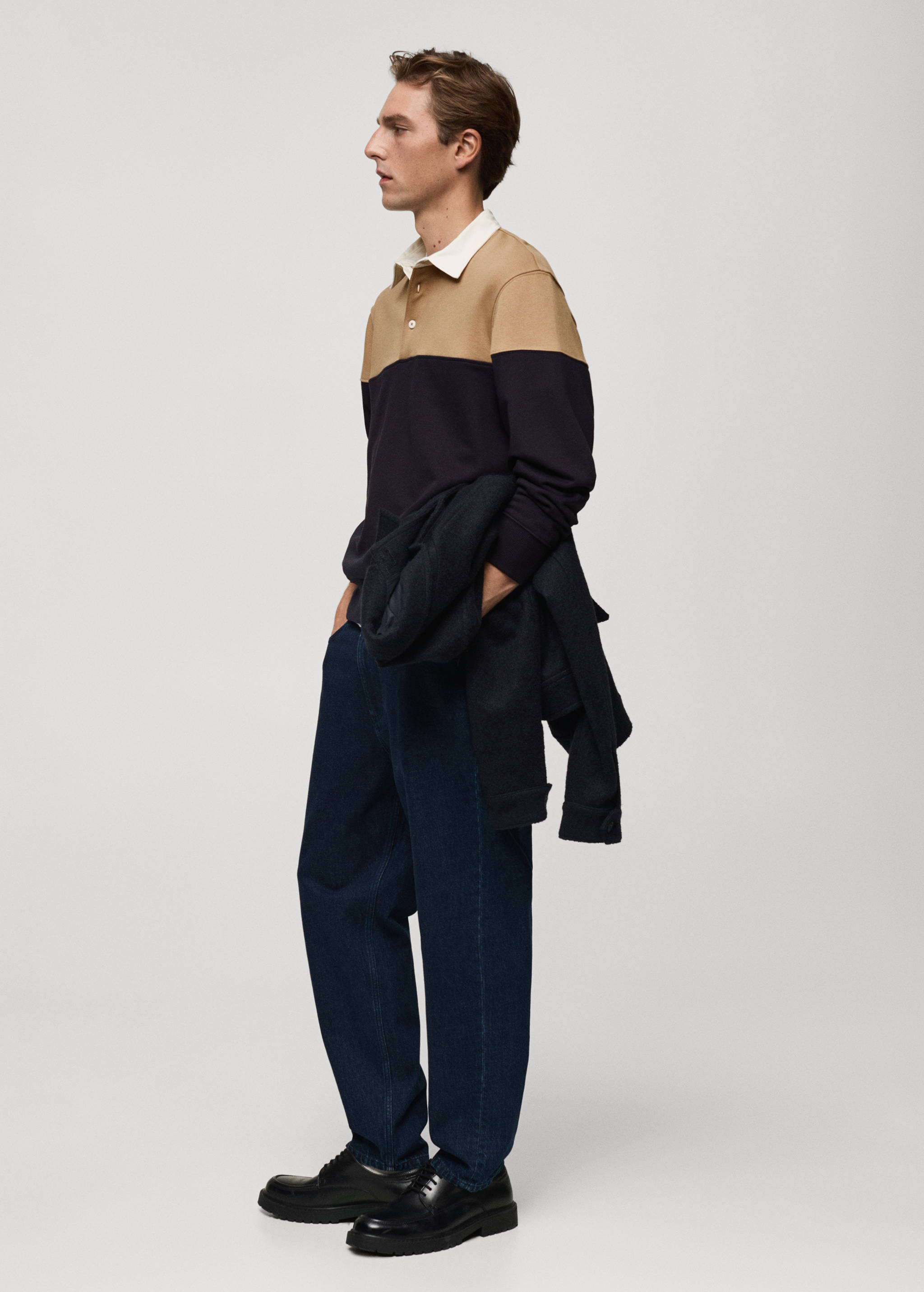 Two-tone cotton polo sweatshirt - Details of the article 2