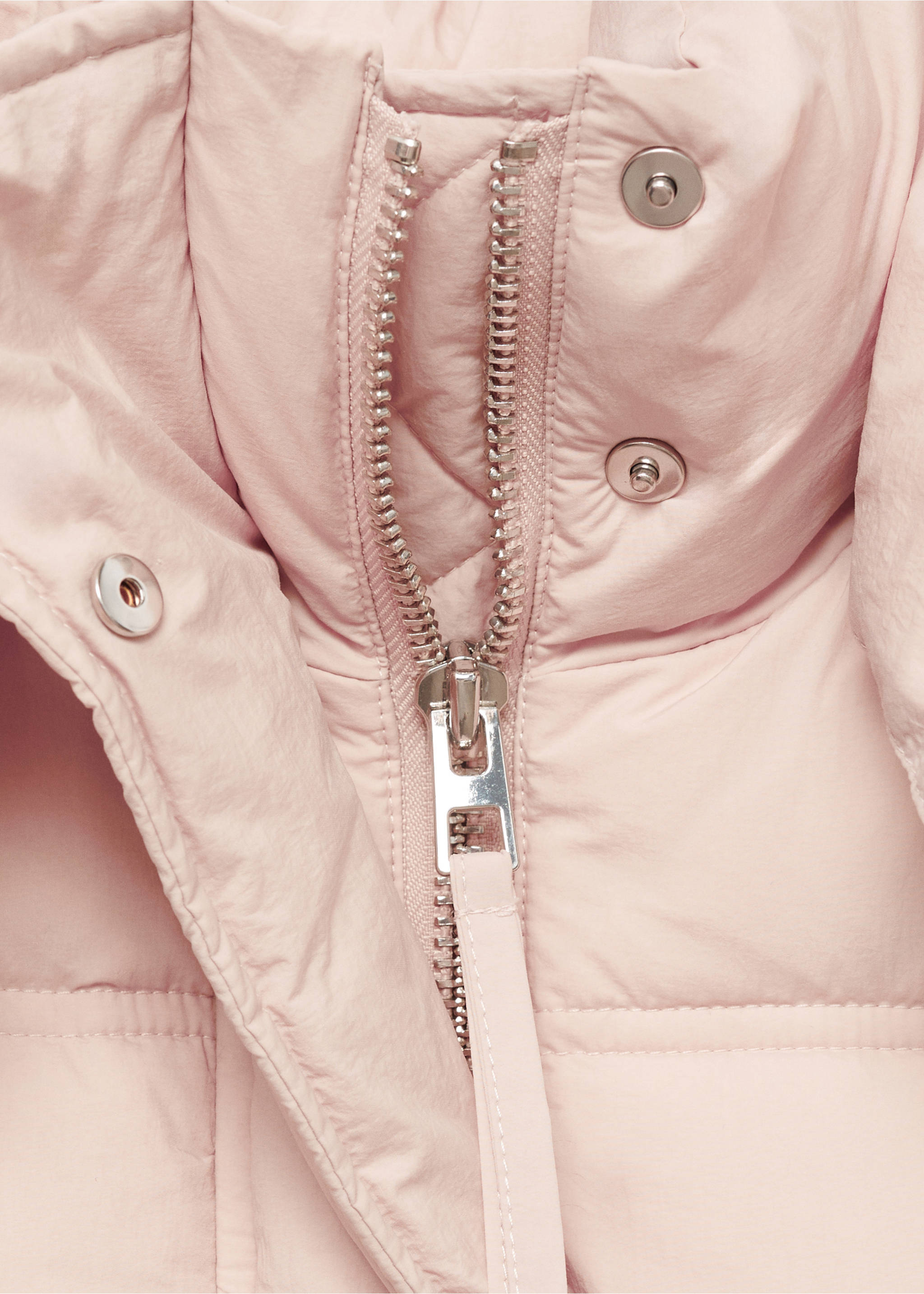 Anorak corto acolchado capucha - Detalle del artículo 8, Rosa pastel. Ref: 77018266-00.