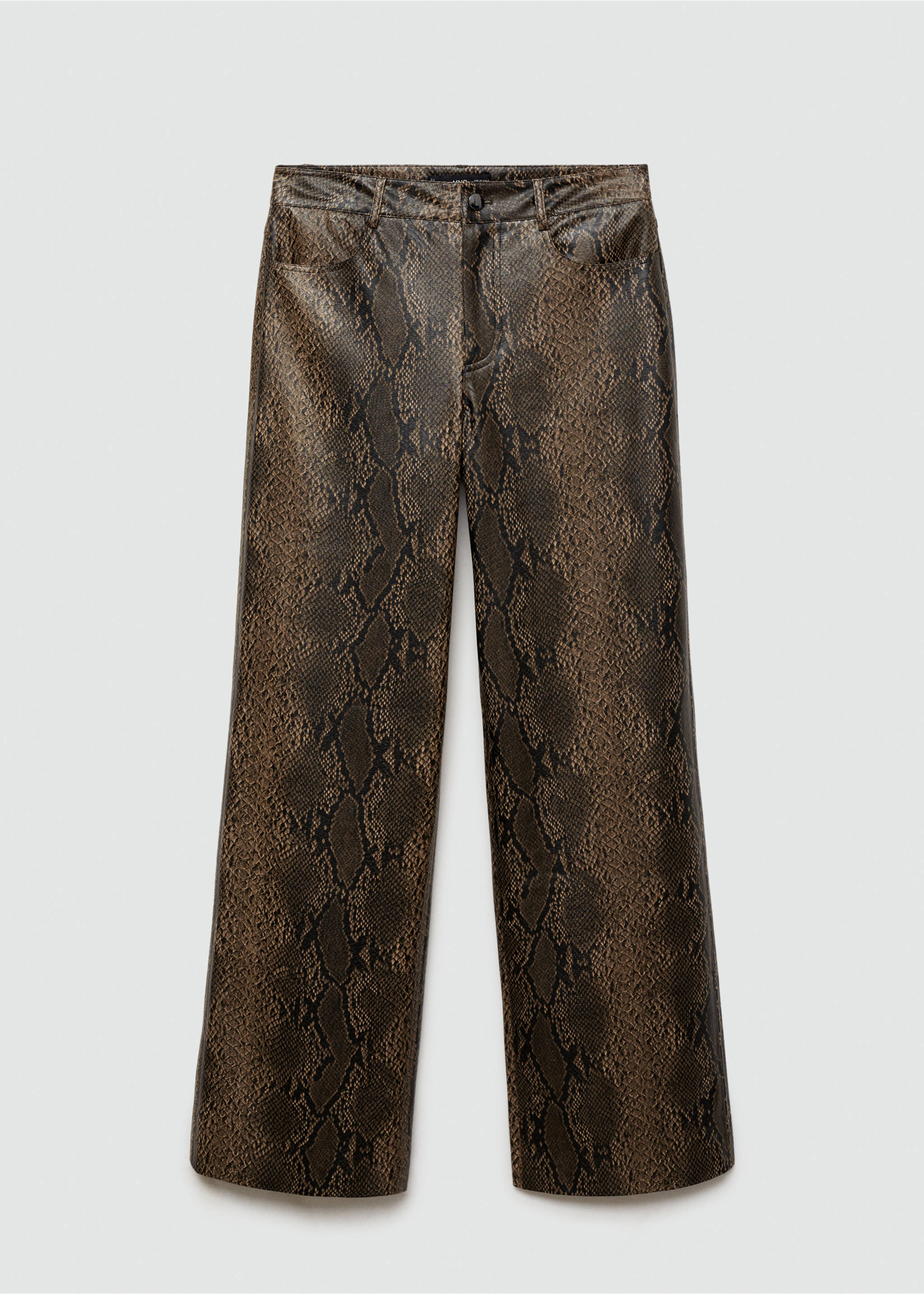 Animal-print faux-leather trousers - Article without model, Beige. Ref: 77018268-00.