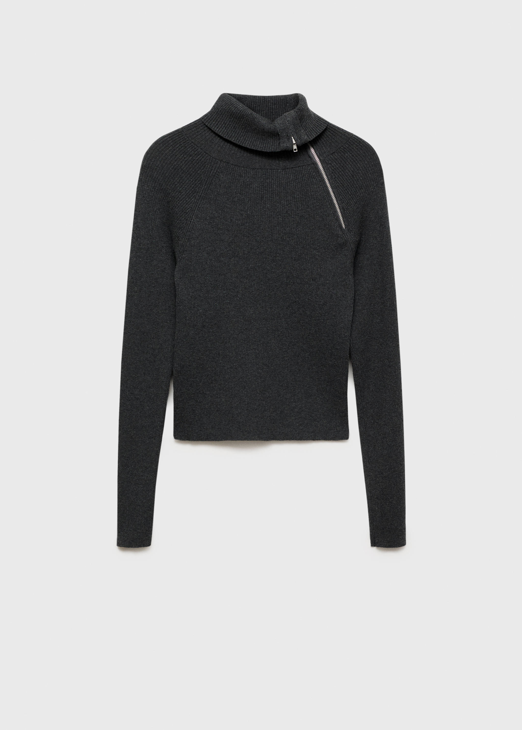 Ribbed sweater with zip collar - Article without model