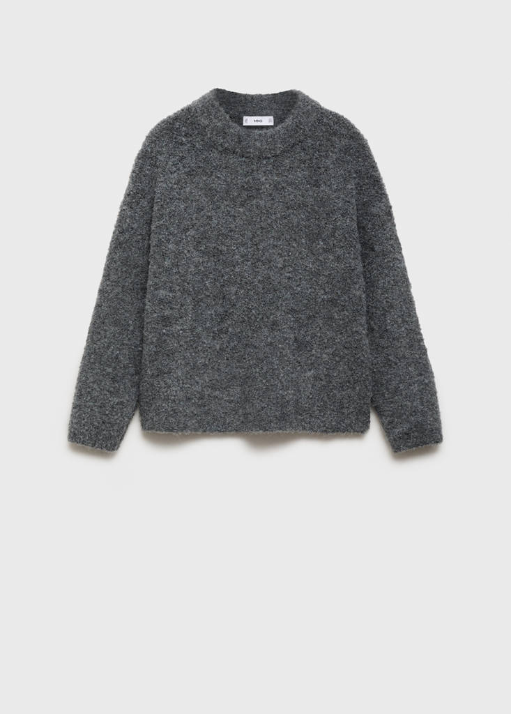 Round-neck knitted sweater — Charcoal
