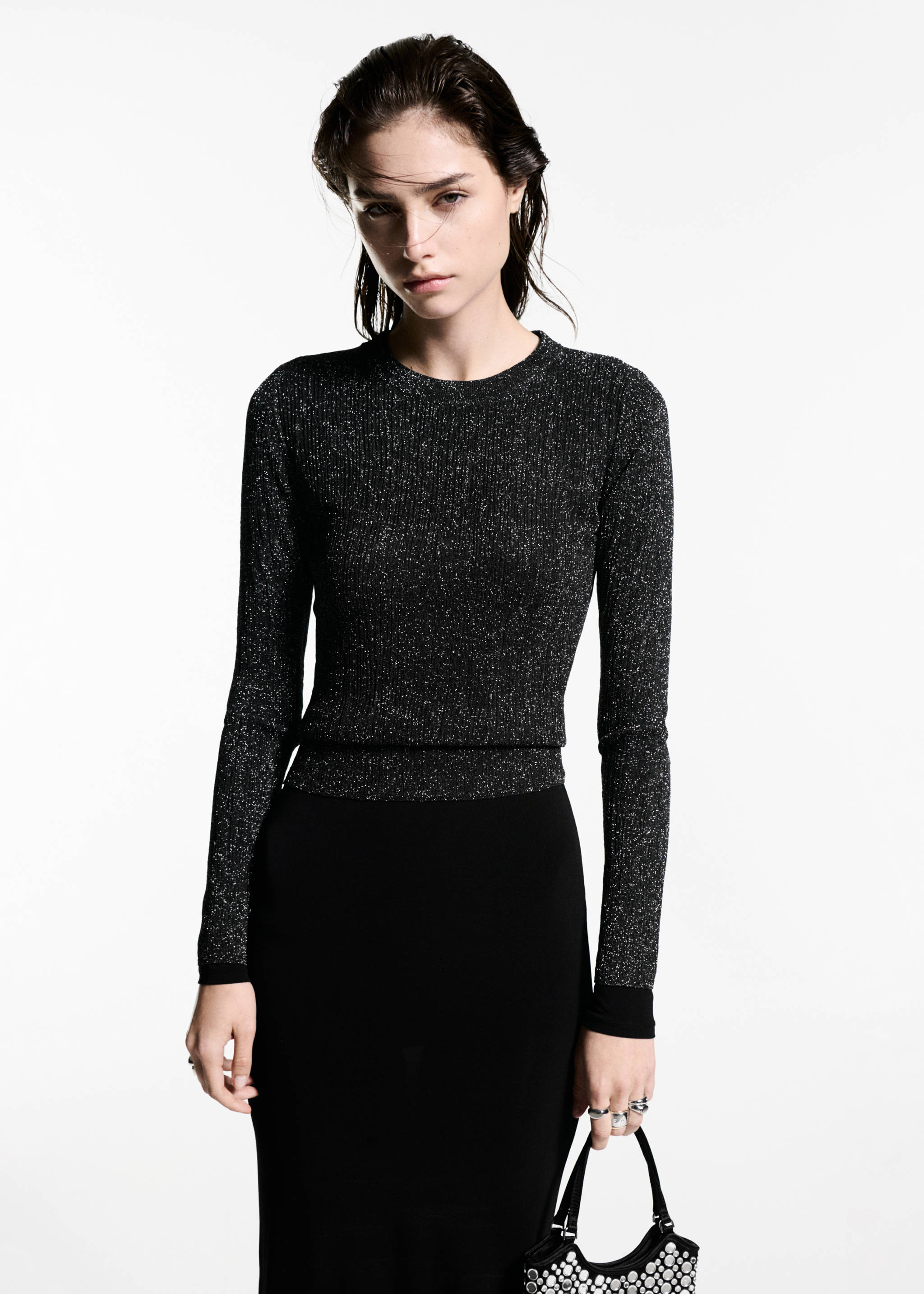 Crewneck lurex sweater - Medium plane