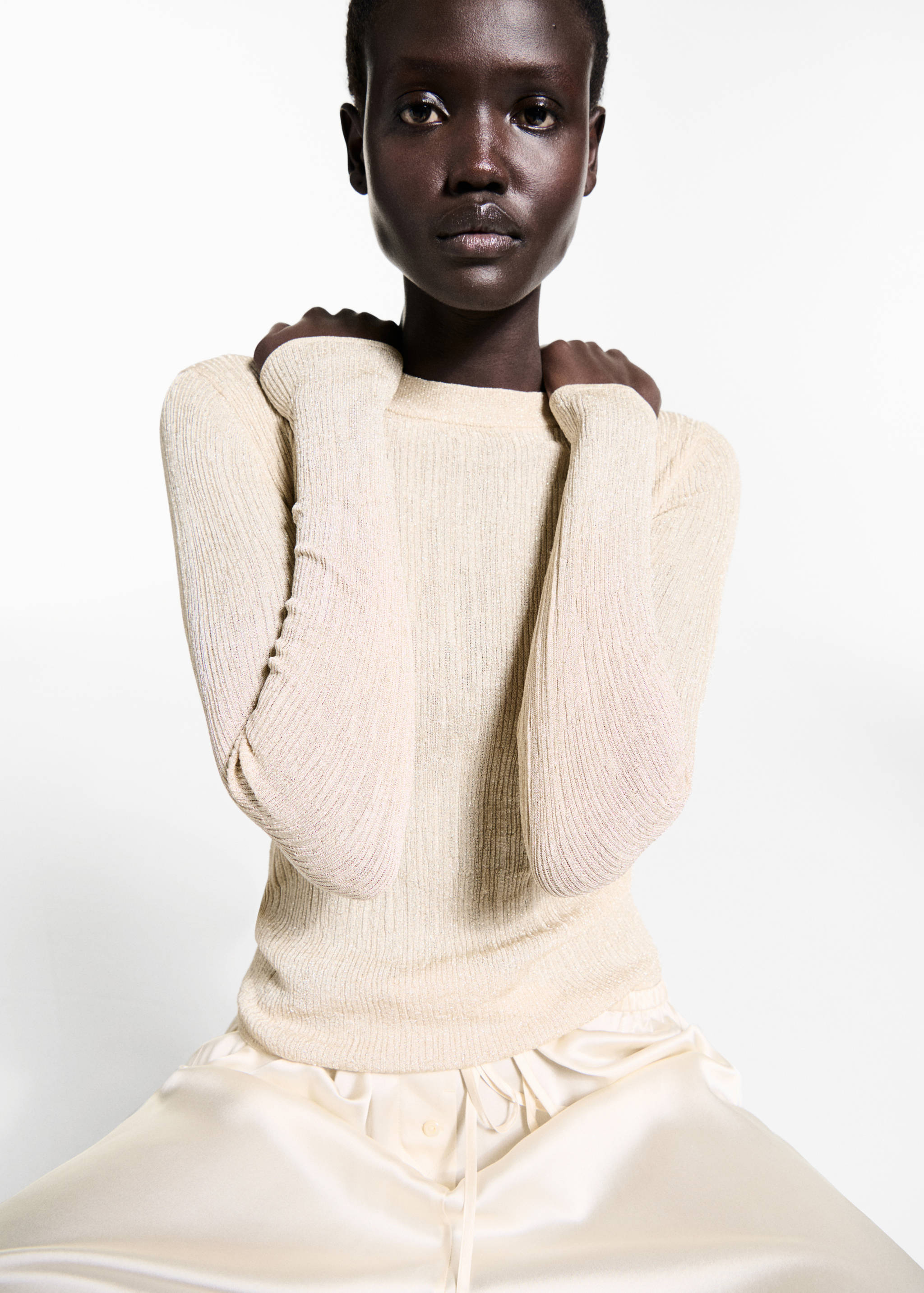 Crewneck lurex sweater - Medium plane