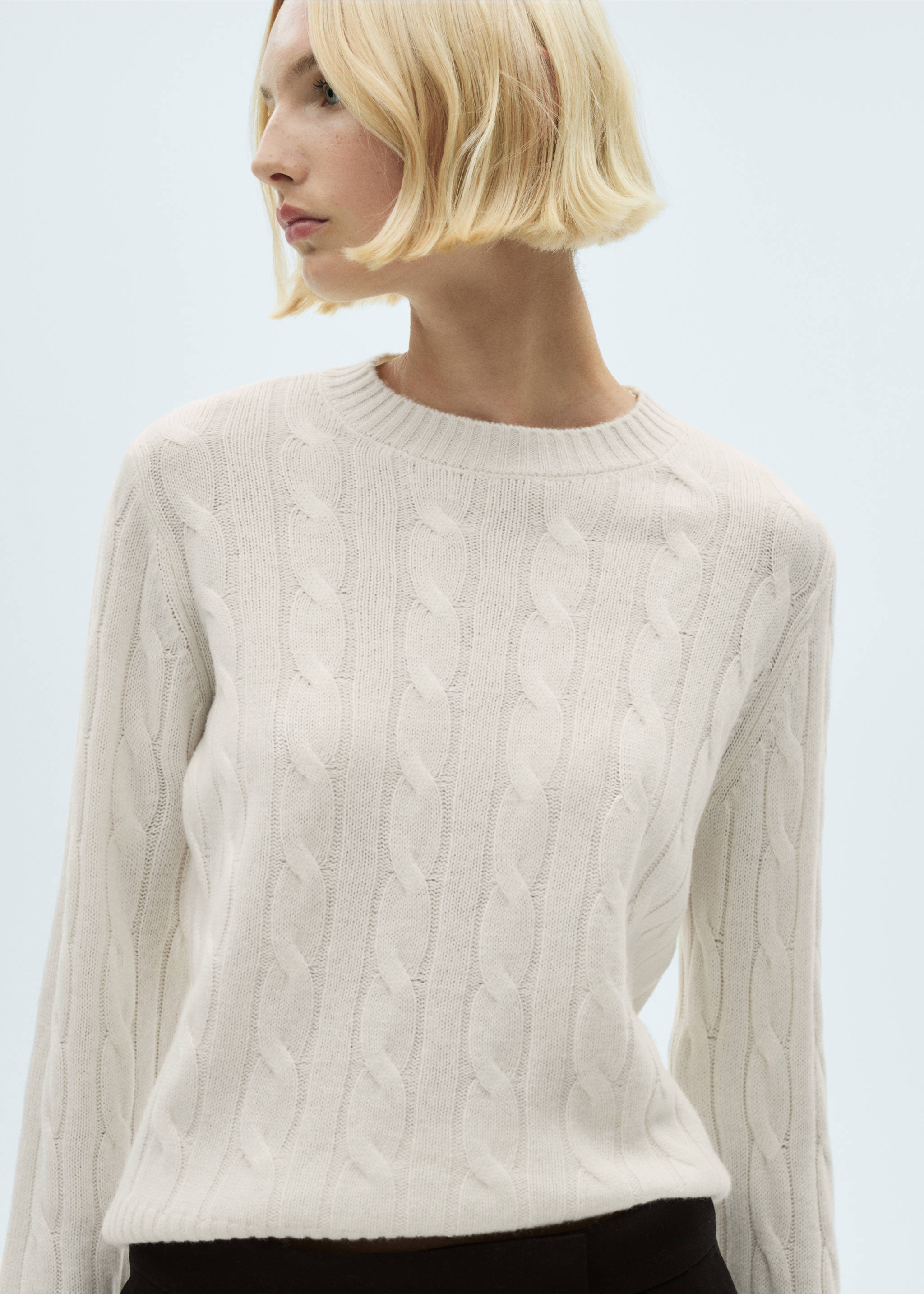 Braided wool sweater - Medium plane, Ecru. Ref: 77019068-00.