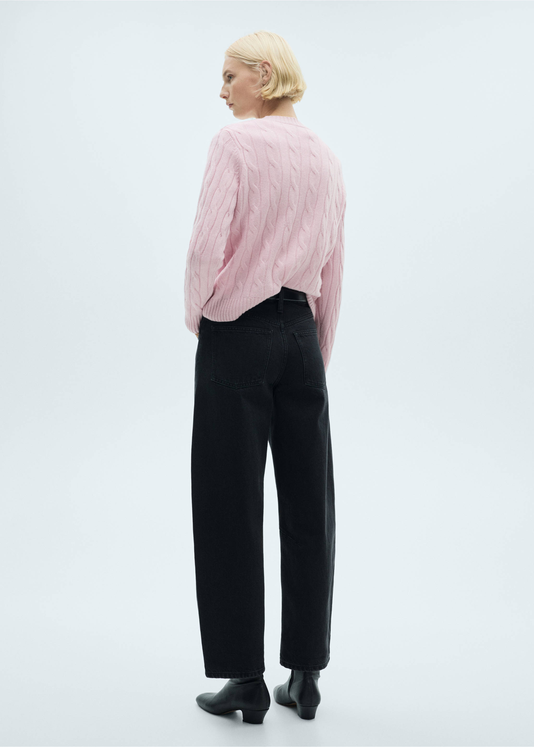 Braided wool sweater - Reverse of the article, Pink. Ref: 77019068-00.