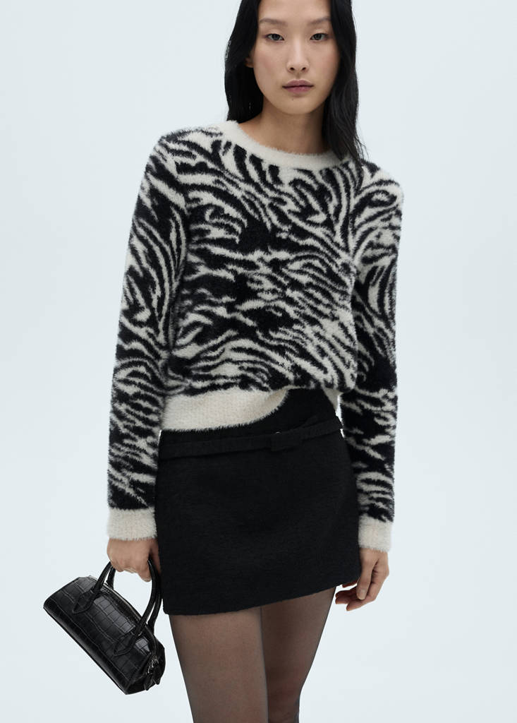 Faux-fur zebra-print sweater