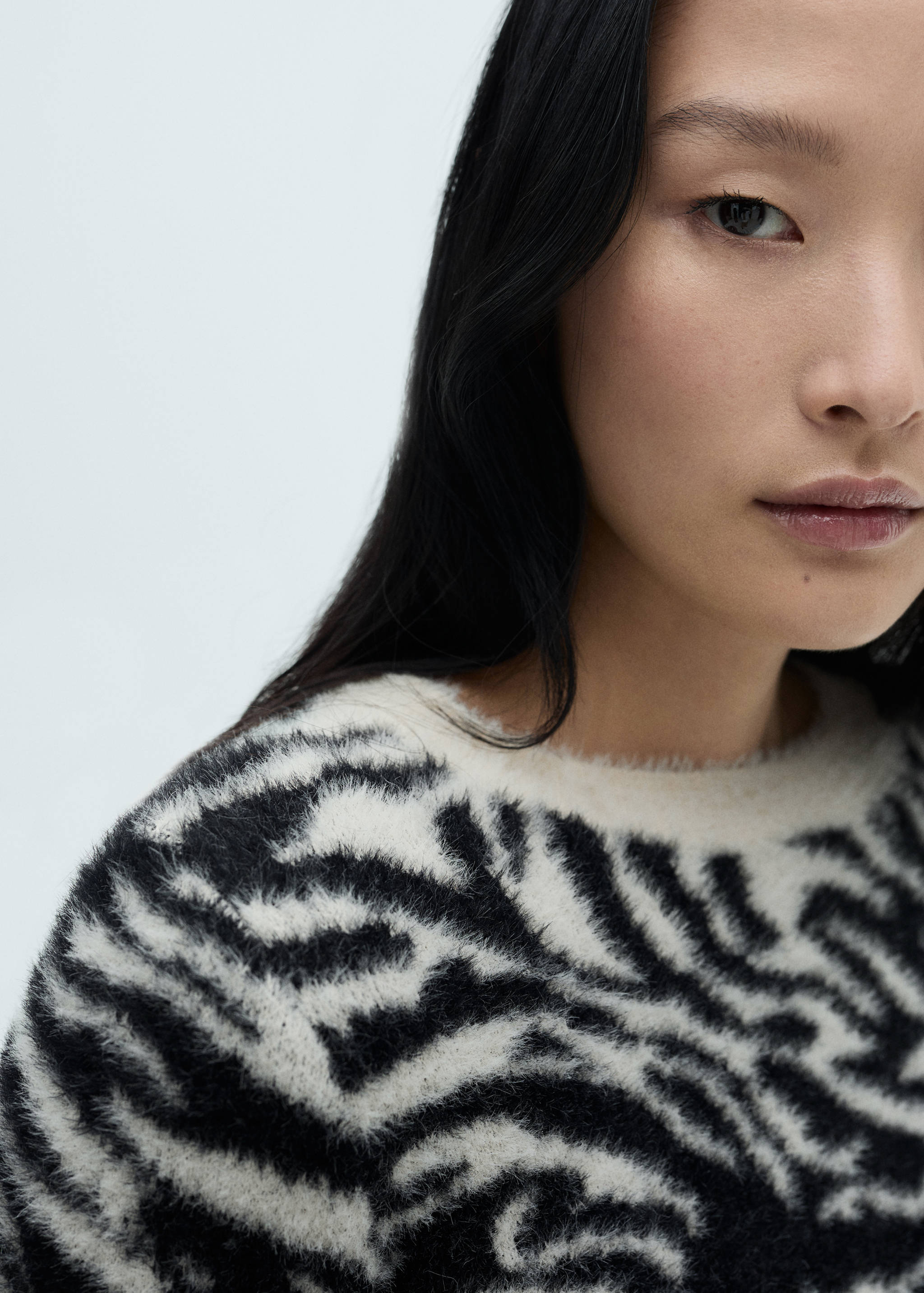 Faux-fur zebra-print sweater - Details of the article 1