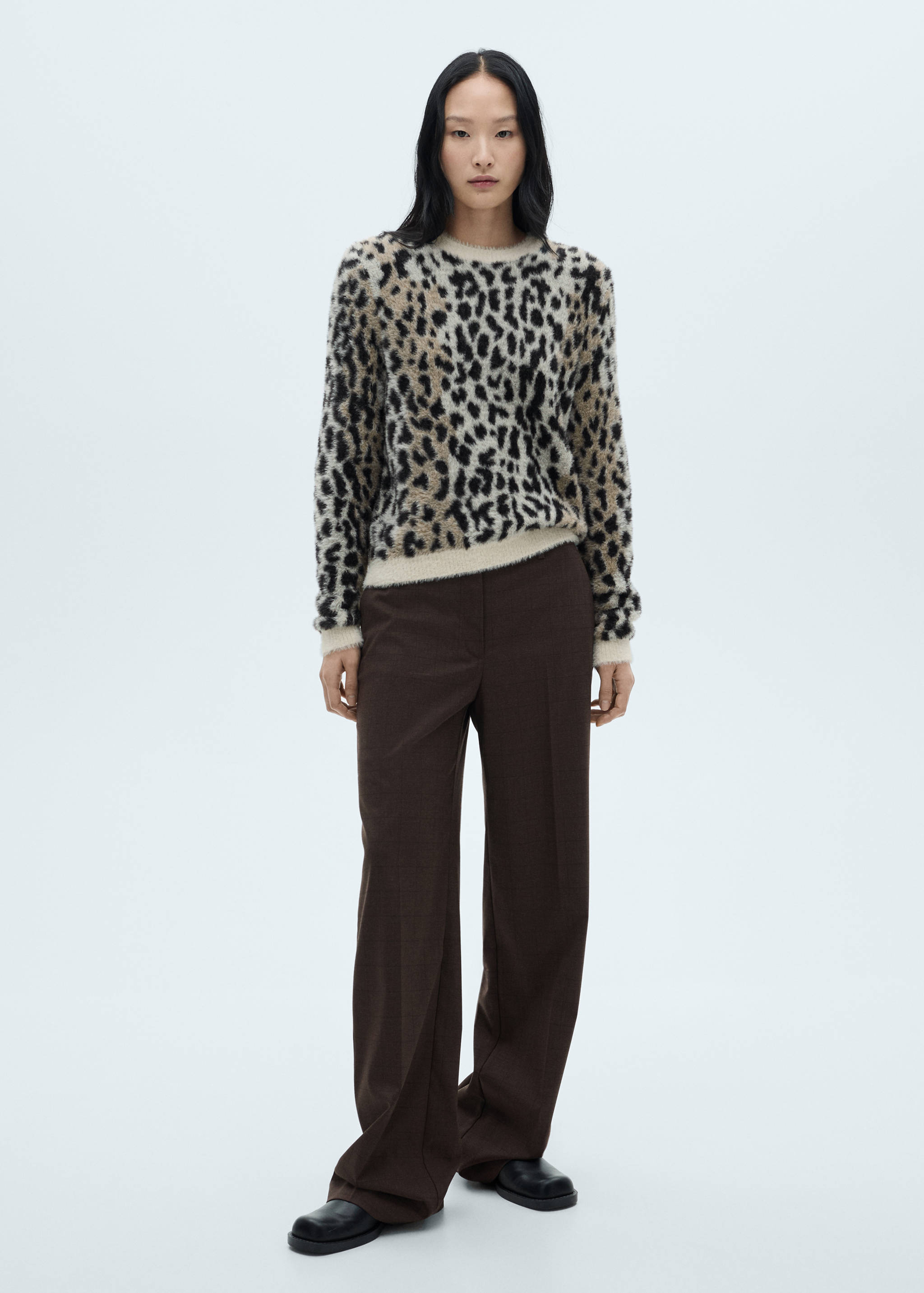 Animal print faux-fur sweater - General plane