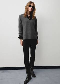 V-neck sequin sweater — Charcoal 2