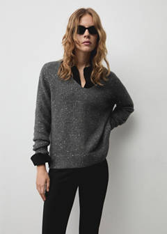 V-neck sequin sweater — Charcoal 1