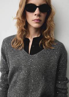 V-neck sequin sweater — Charcoal 4