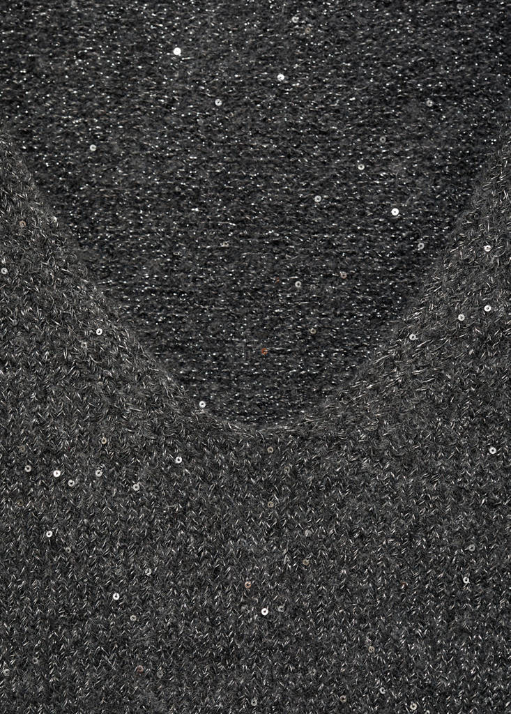 V-neck sequin sweater — Charcoal