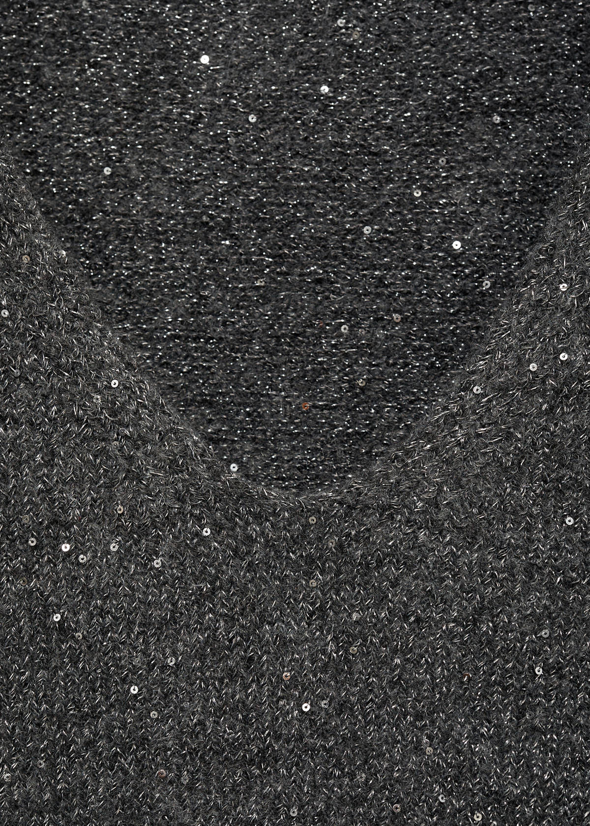 V-neck sequin sweater — Charcoal