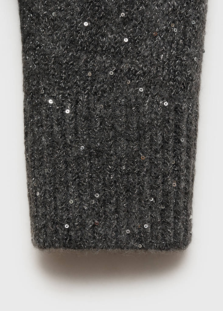 V-neck sequin sweater — Charcoal
