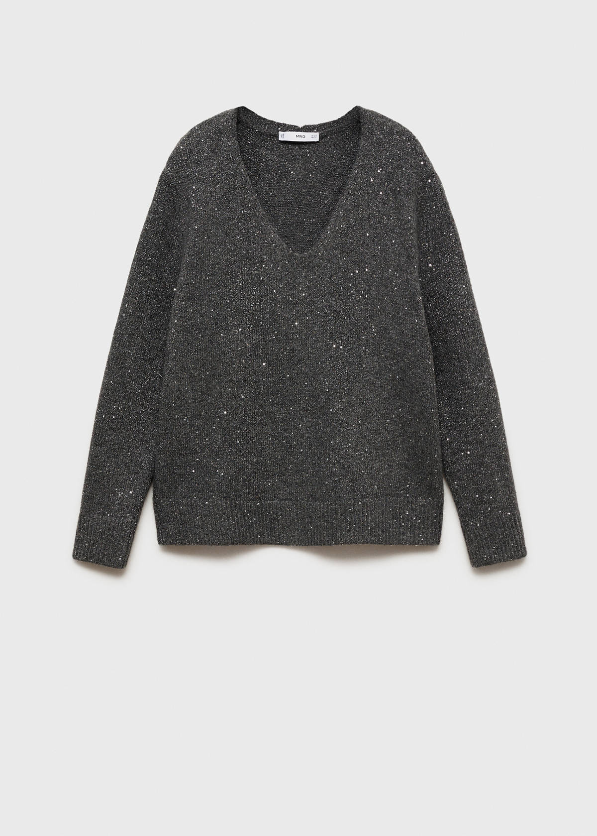V-neck sequin sweater — Charcoal