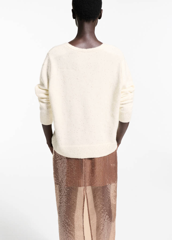 V-neck sequin sweater — Gold