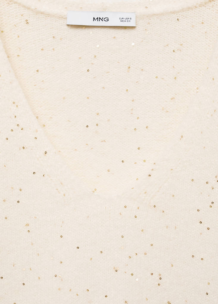 V-neck sequin sweater — Gold
