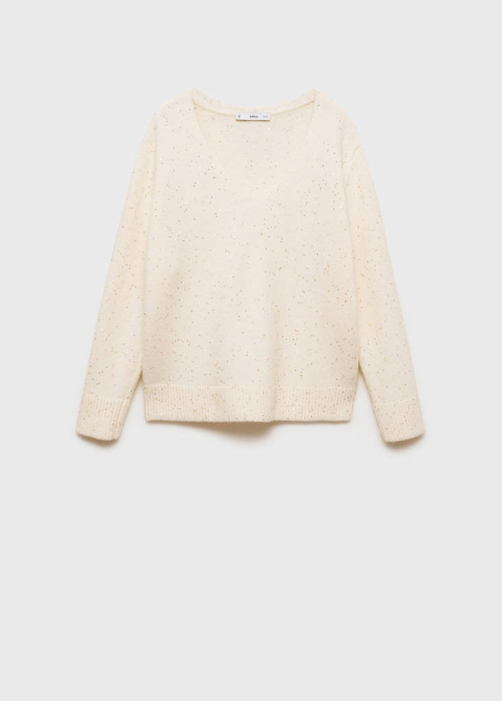 V-neck sequin sweater — Gold