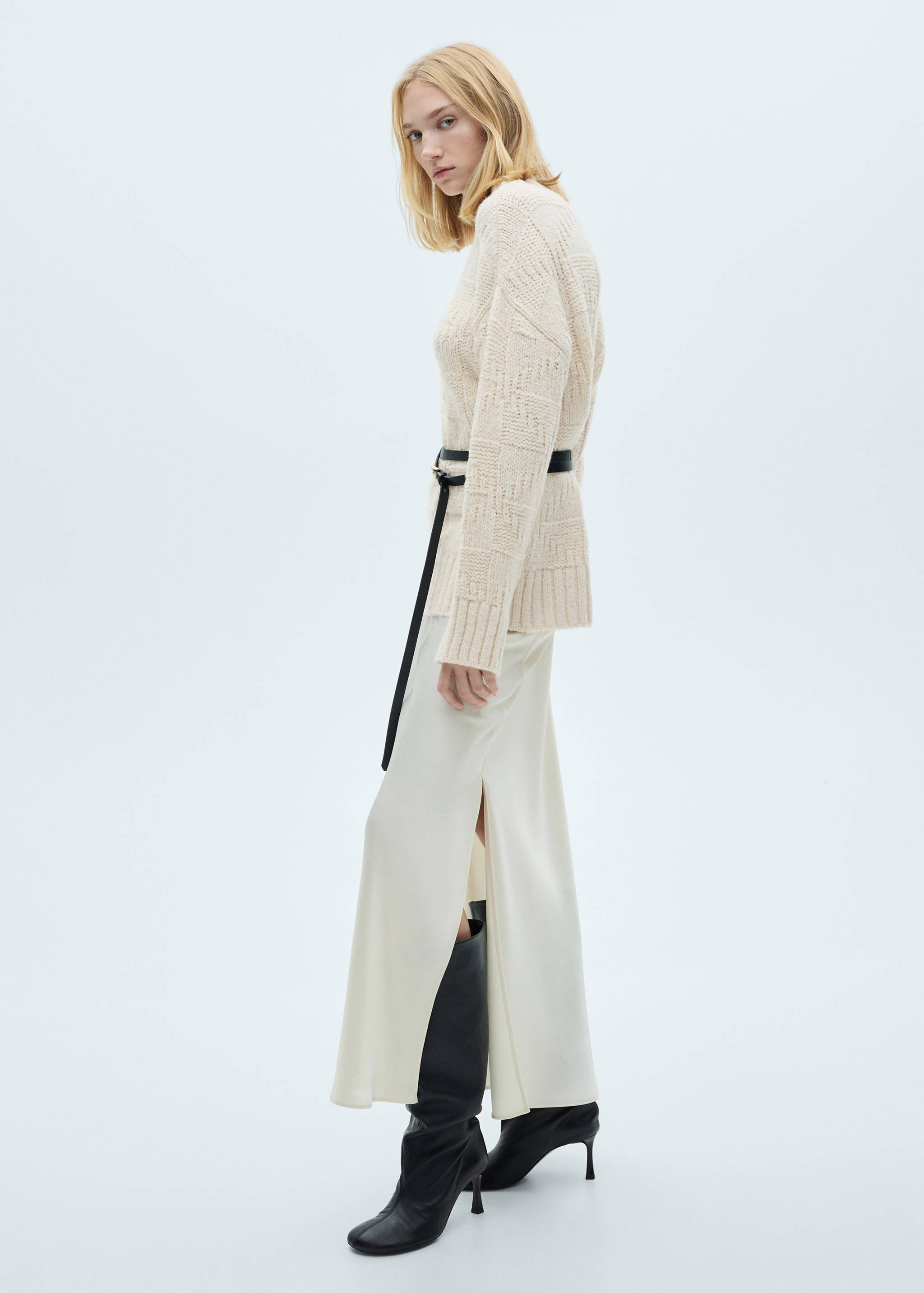 Chunky-knit sweater with perkins neck - General plane