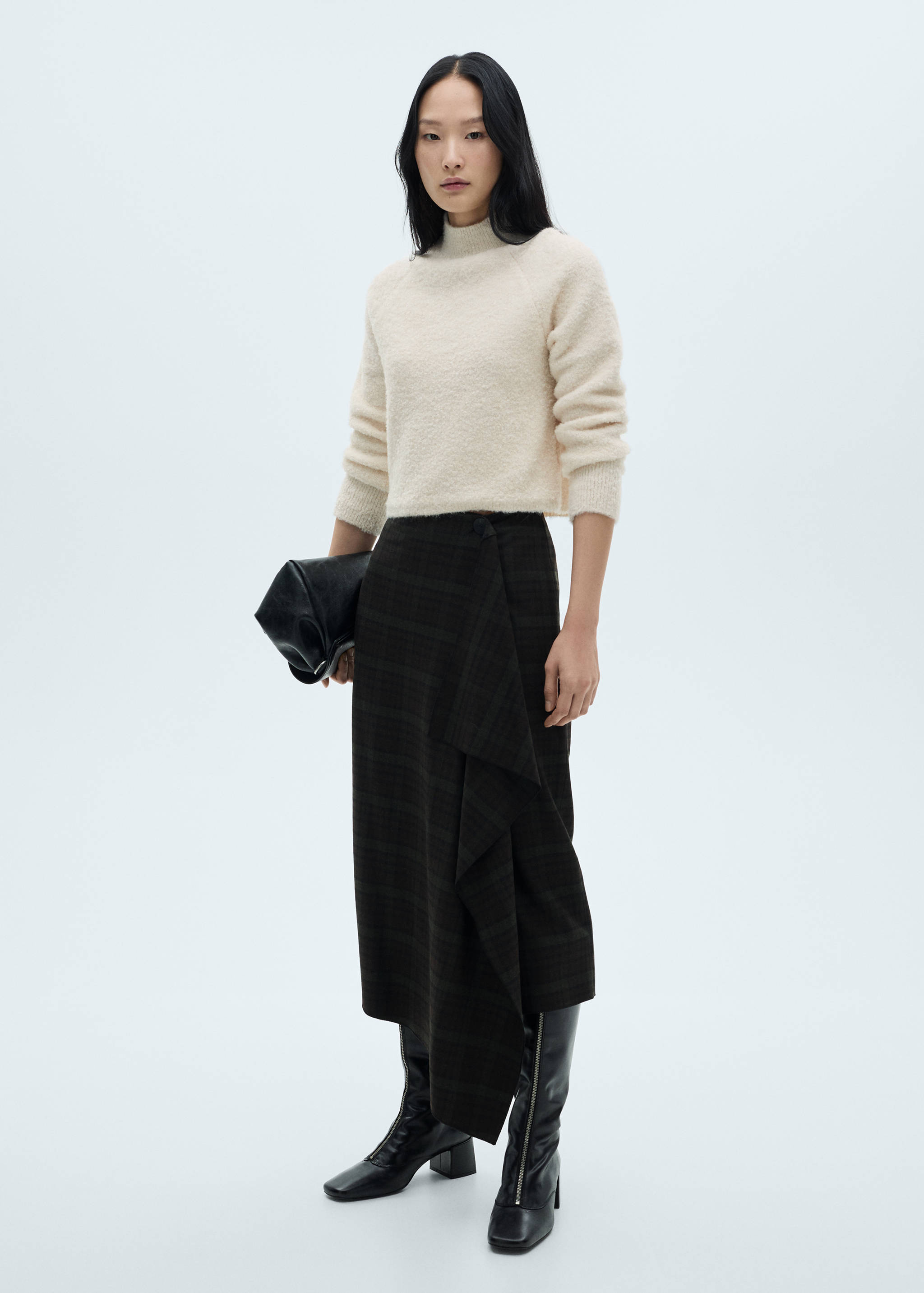 Pull-over tissu bouclette col montant - Plan général