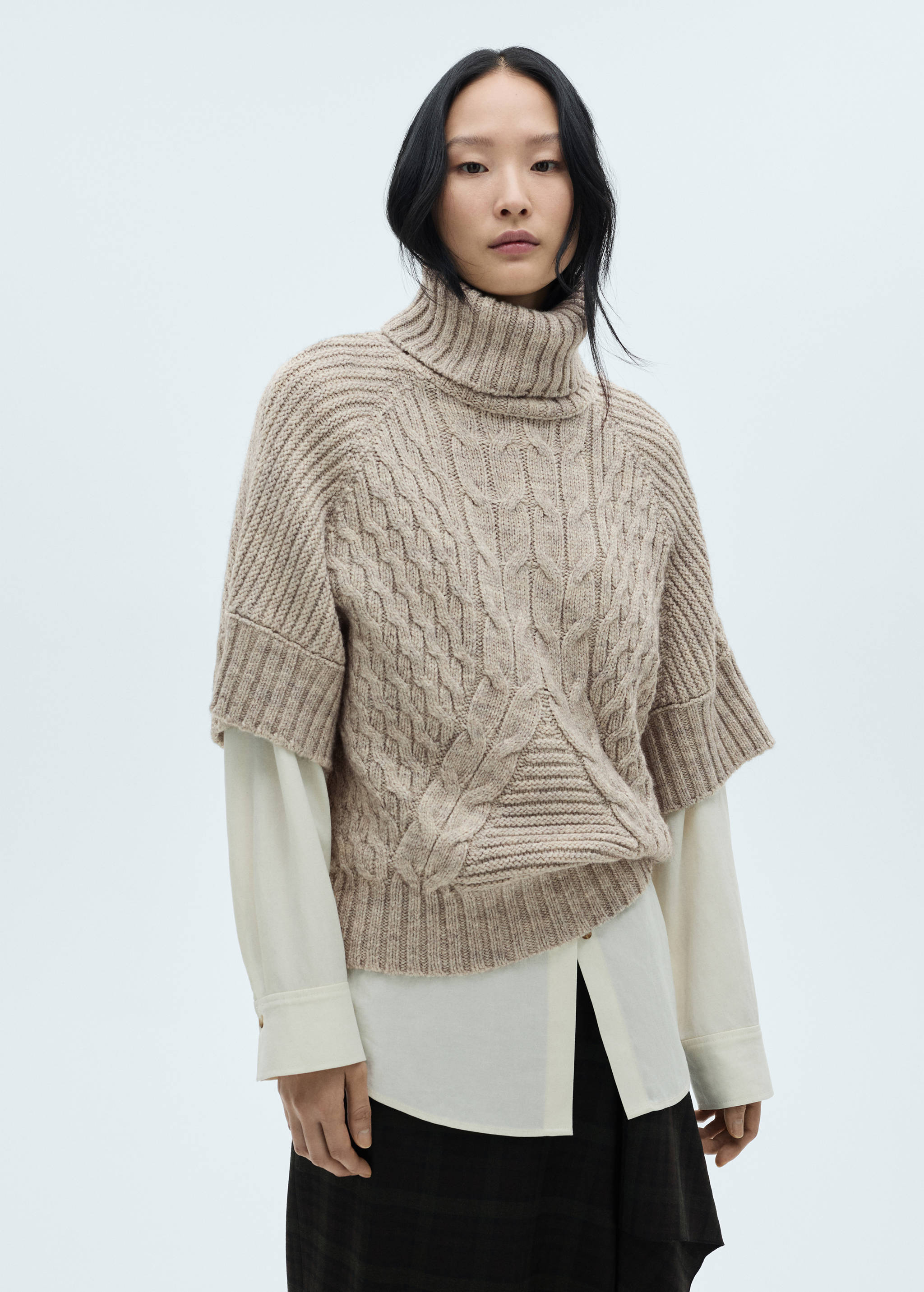 Pull-over torsades manches courtes - Plan moyen