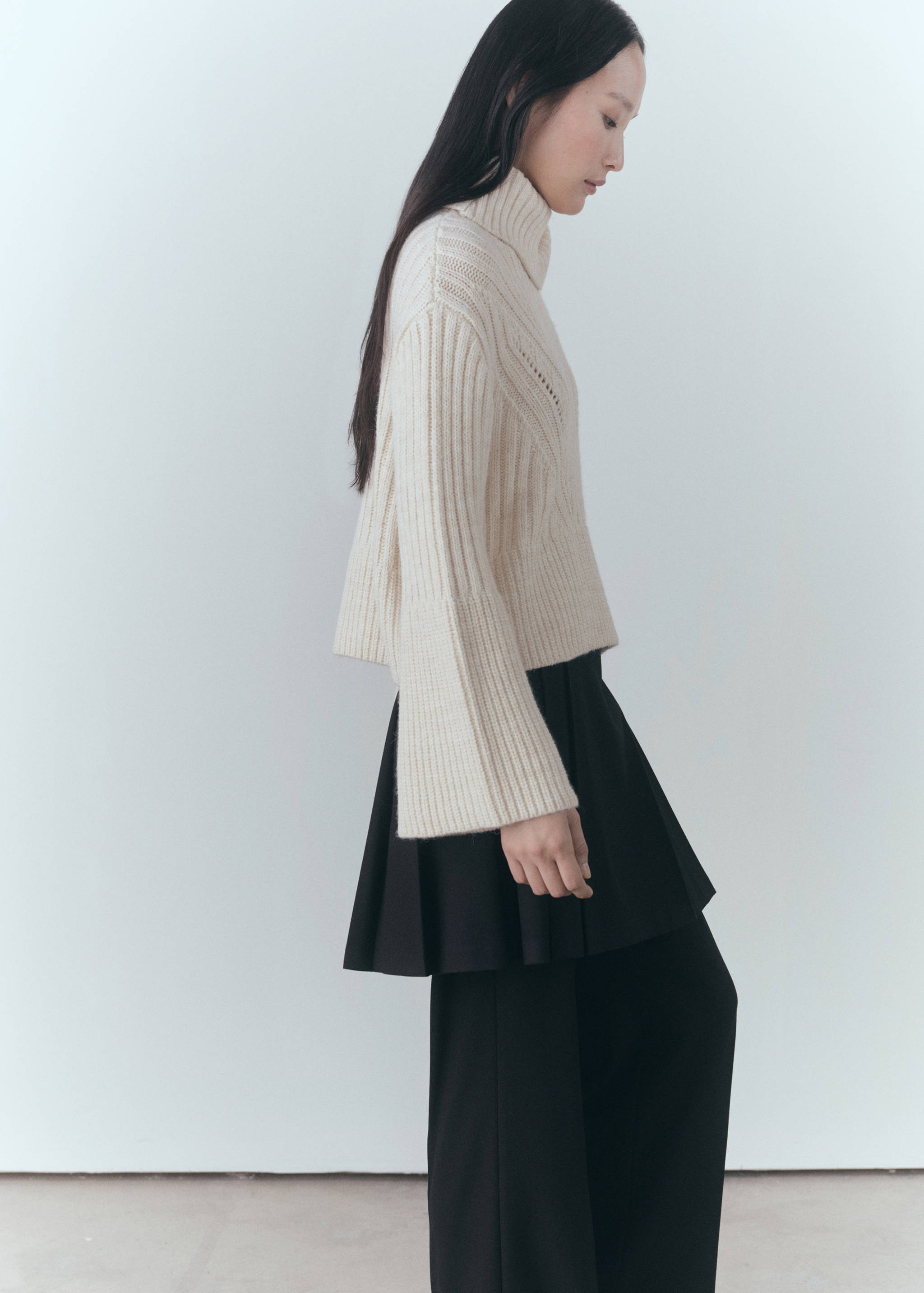 无车缝细节高领毛衣 - null