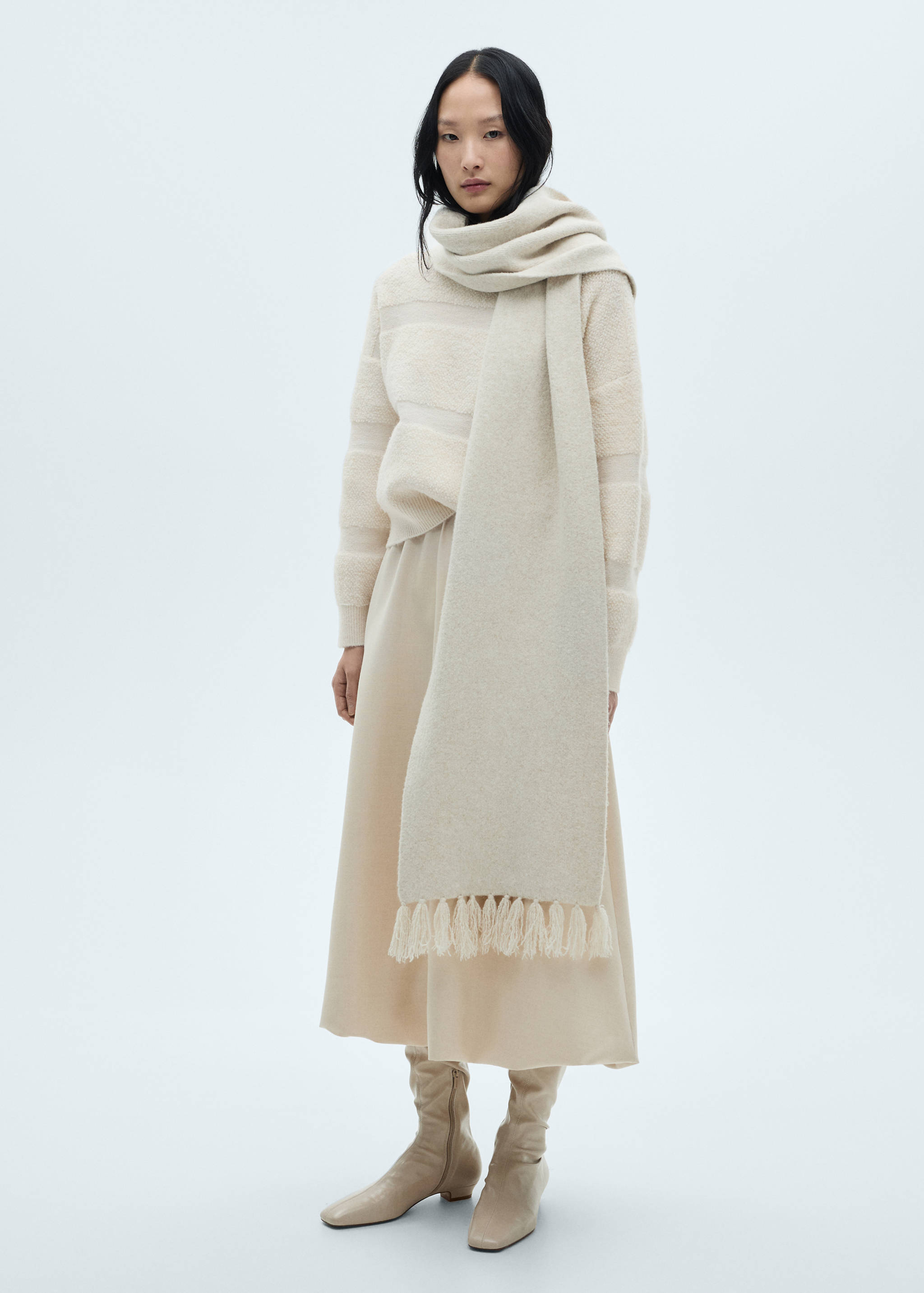 Perkins-neck panelled sweater - General plane
