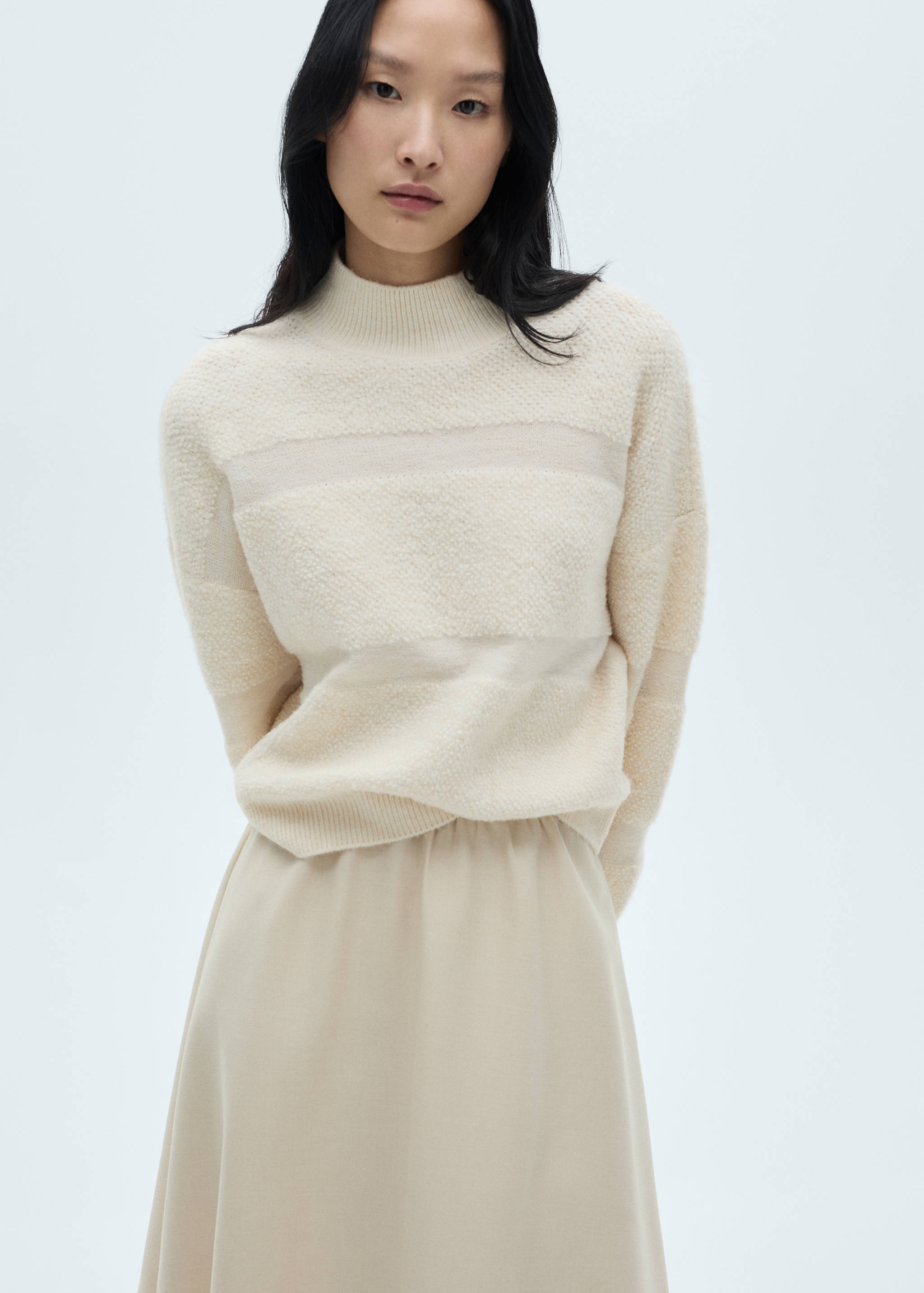 Perkins-neck panelled sweater - Medium plane