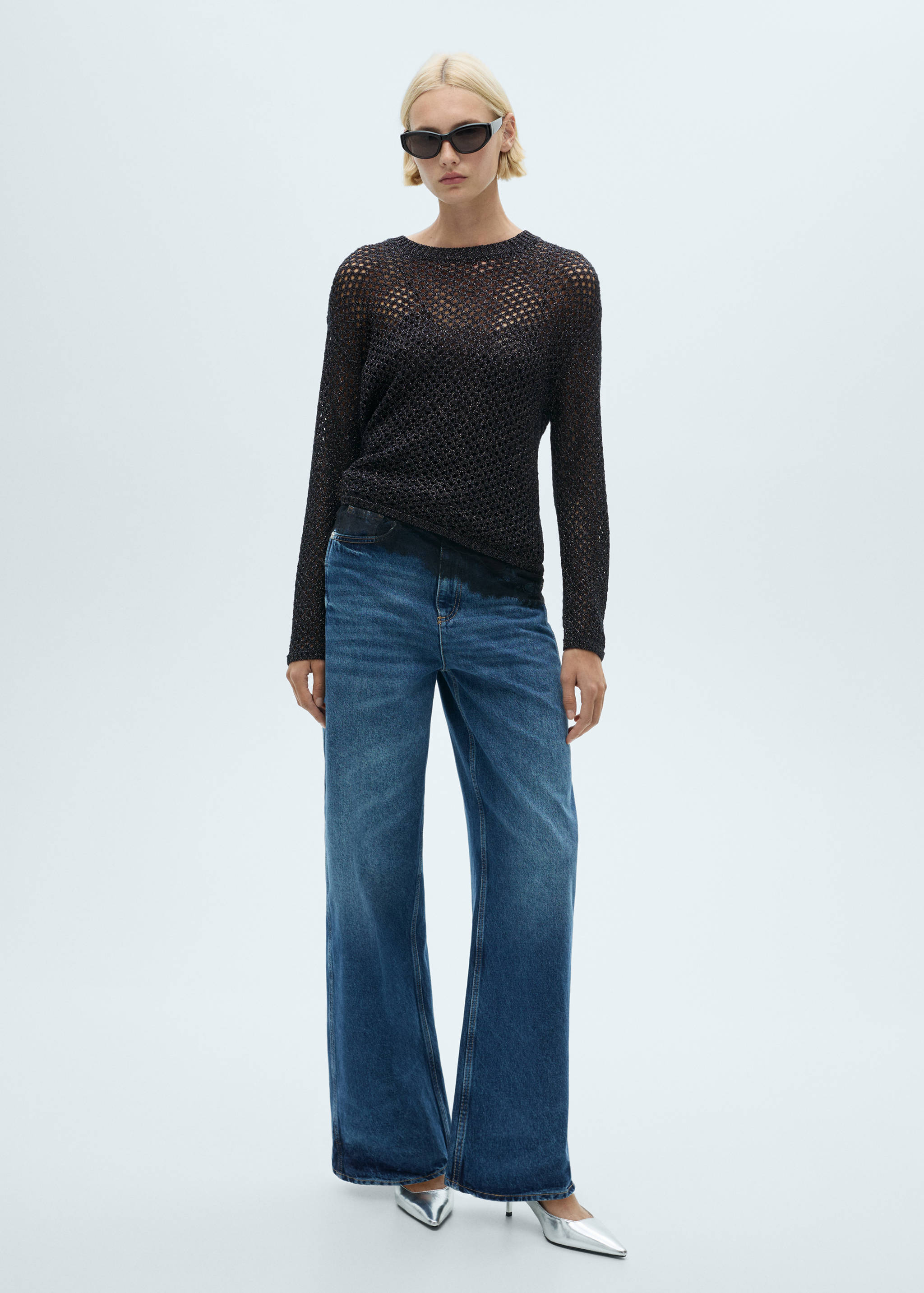 Camisola de malha rendada de lurex - Plano geral