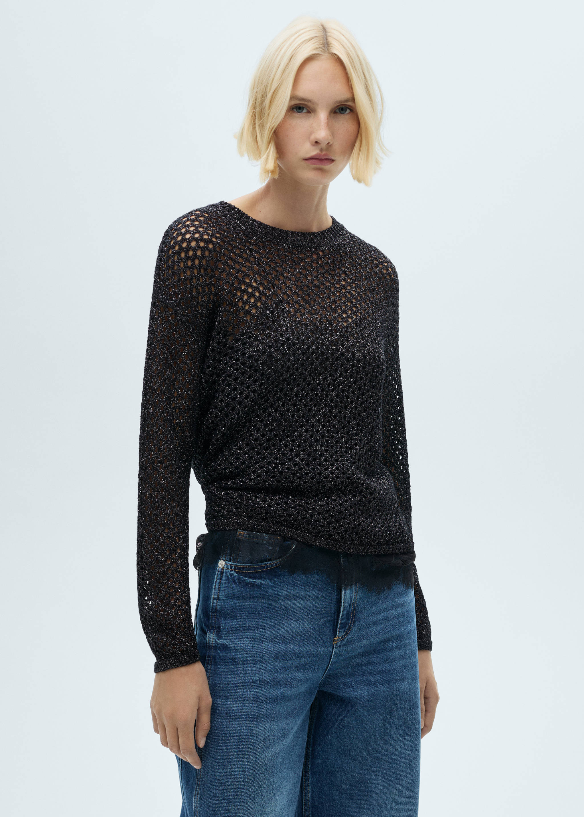 Camisola de malha rendada de lurex - Plano médio