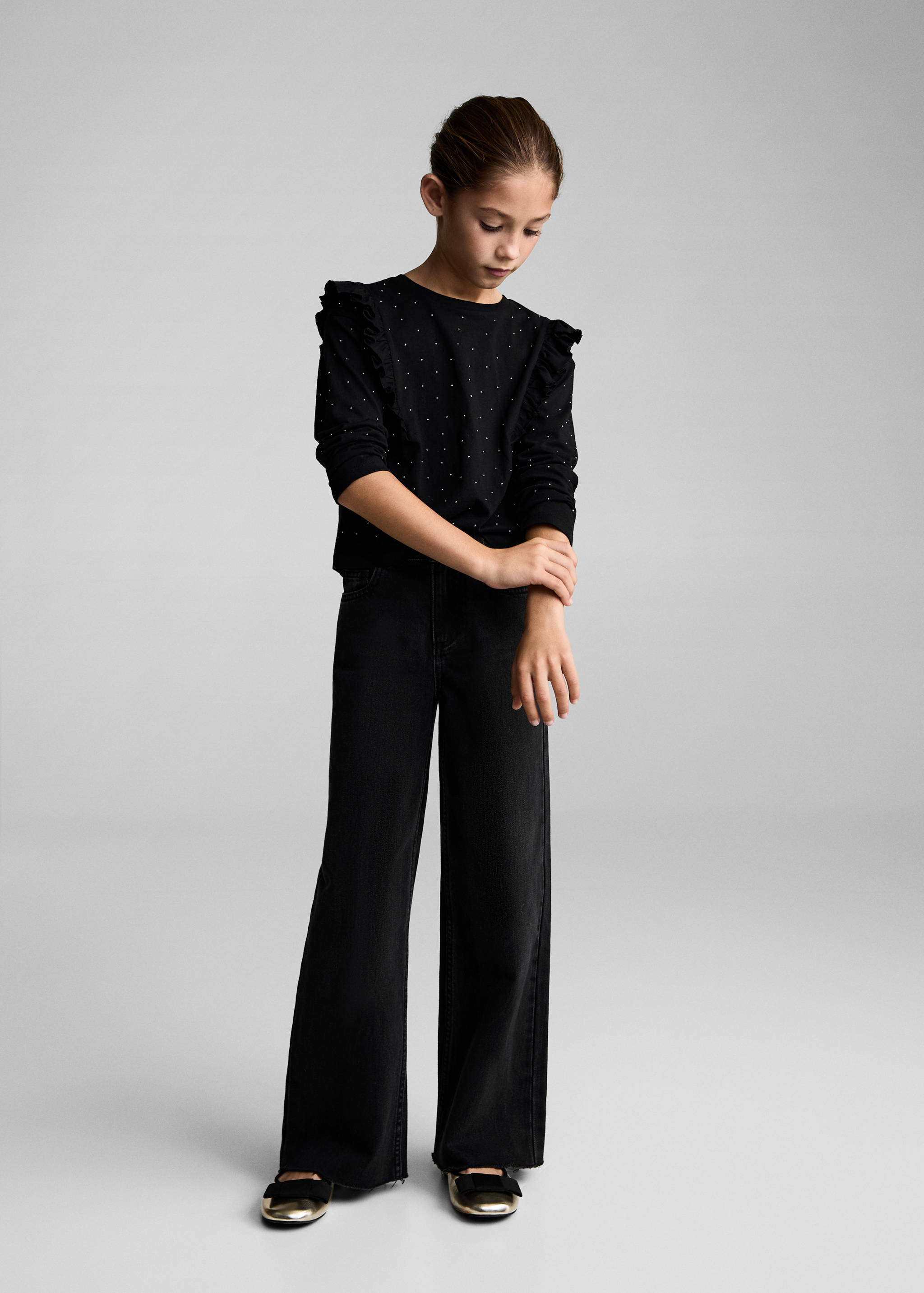 Ruffle rhinestones t-shirt - General plane