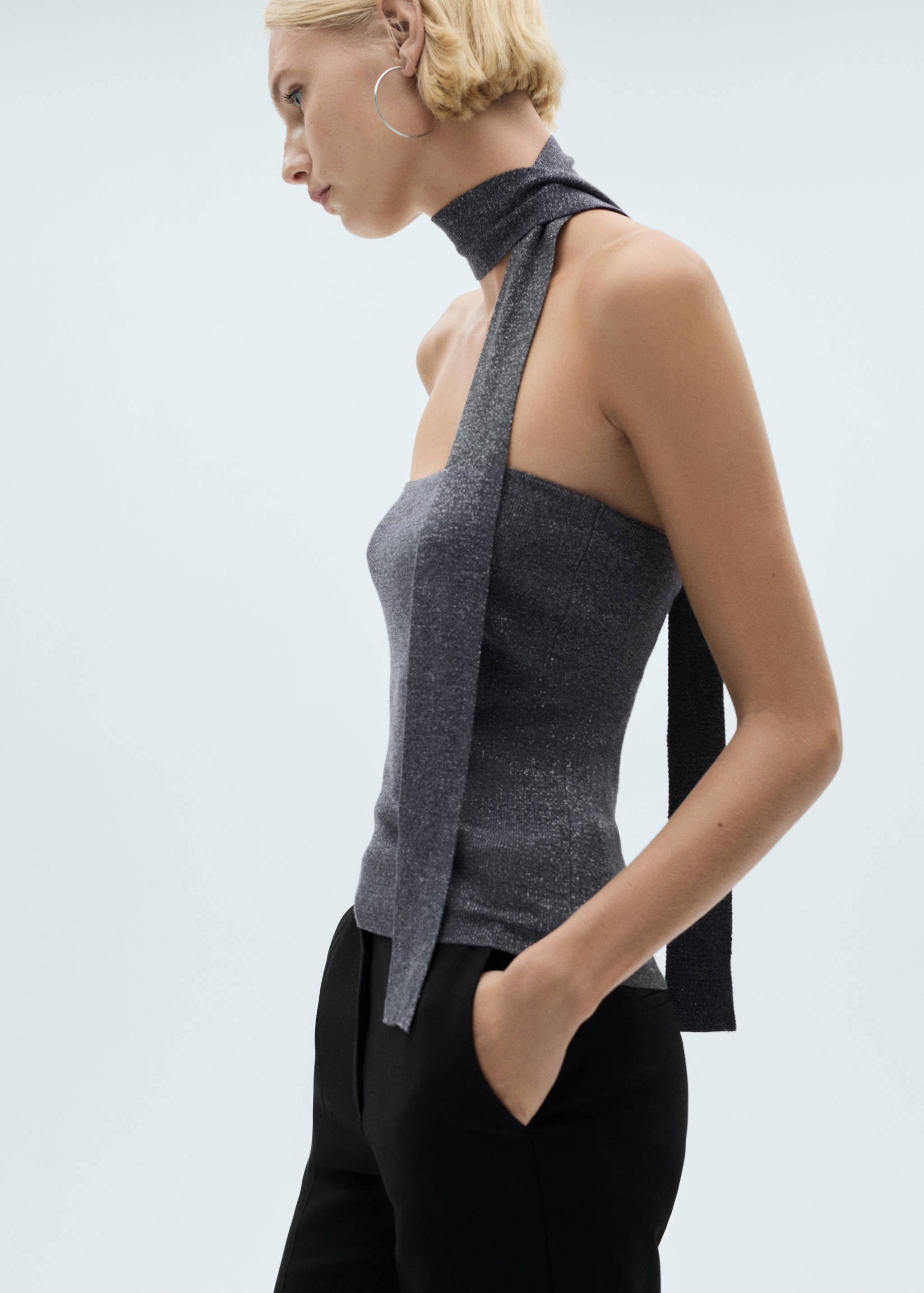 Lurex top with bow - Medium plane