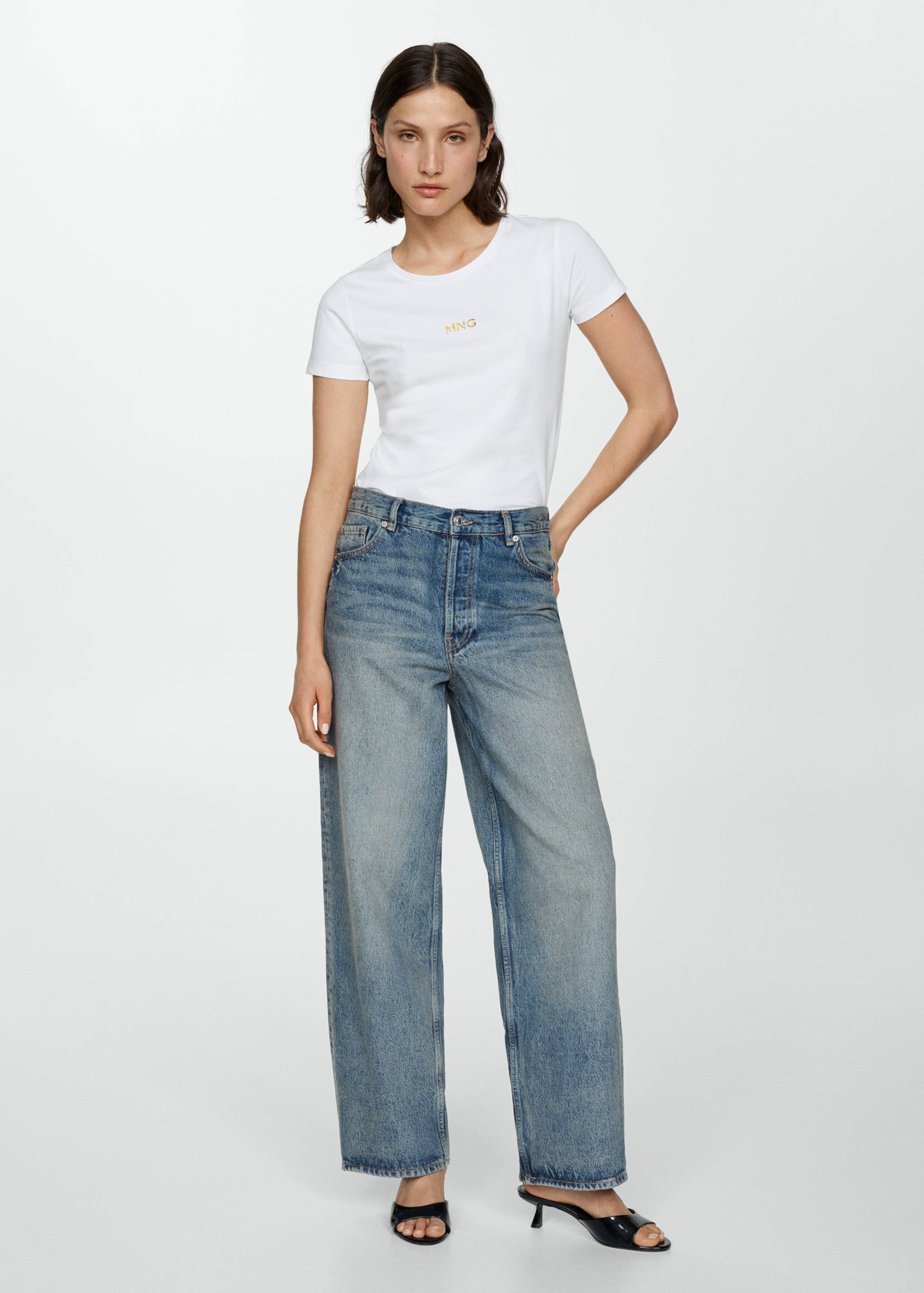 T-Shirt mit Metallic-Logo - Allgemeine Ansicht