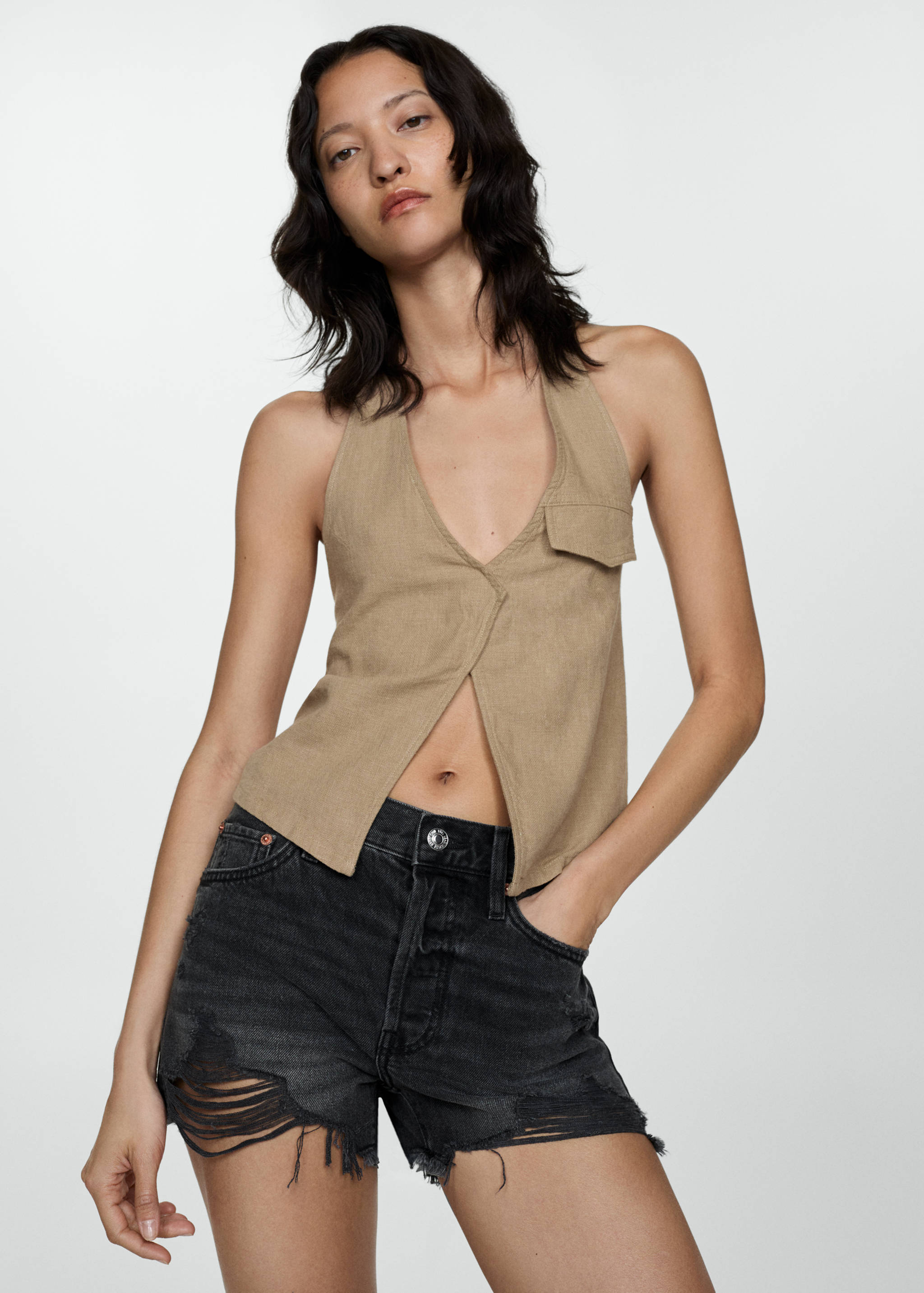 Broken denim shorts - Medium plane