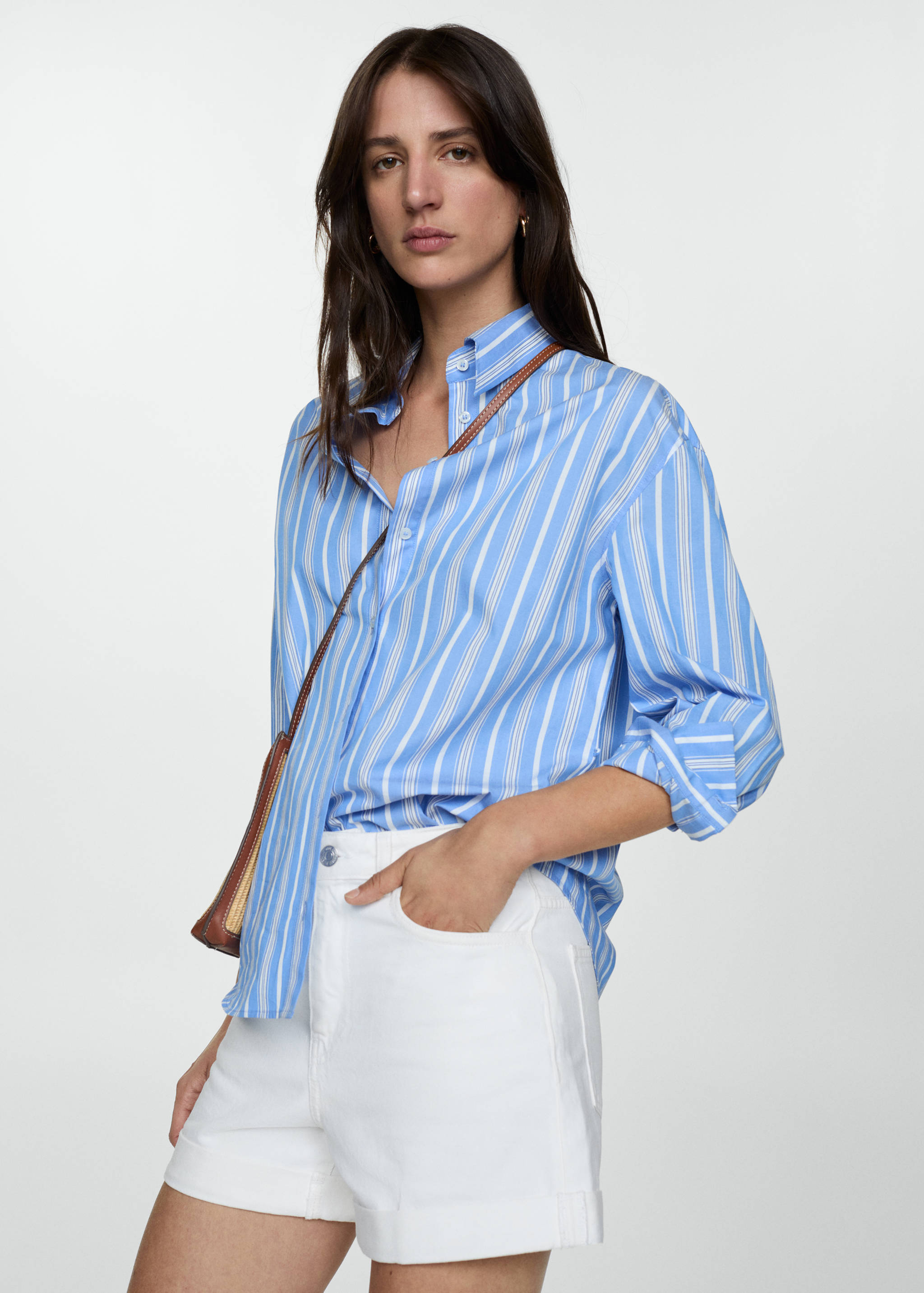 High-rise denim shorts - Medium plane