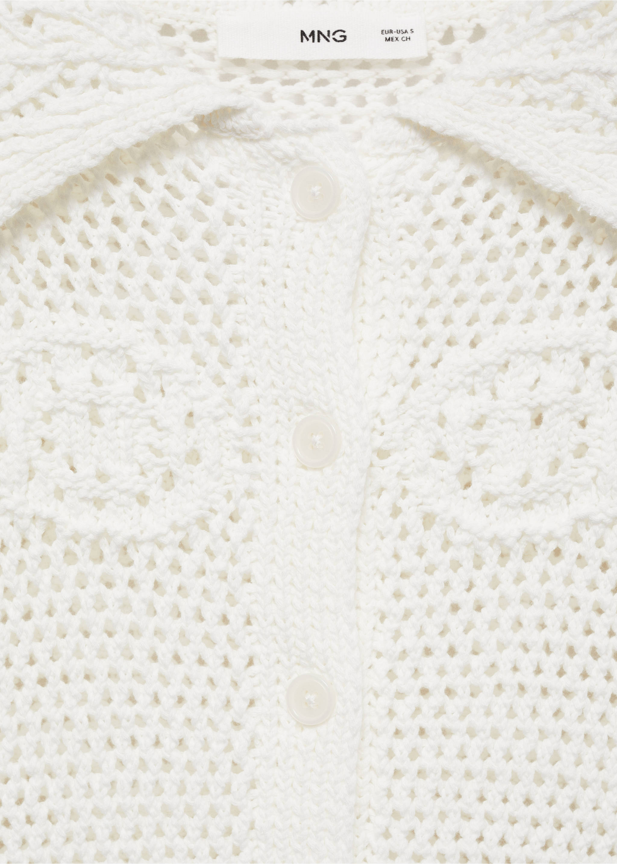 Cardigan maille crochet - Détail de l'article 8, Blanc cassé. Ref: 77020338-00.