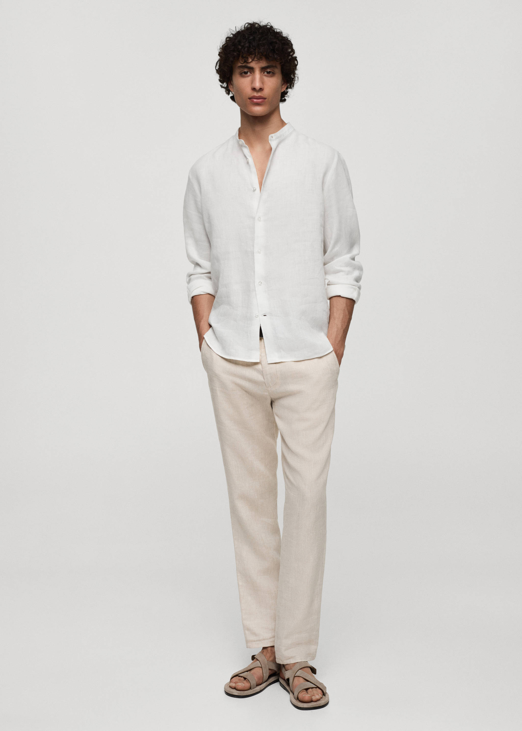 100% linen Mao collar shirt - General plane