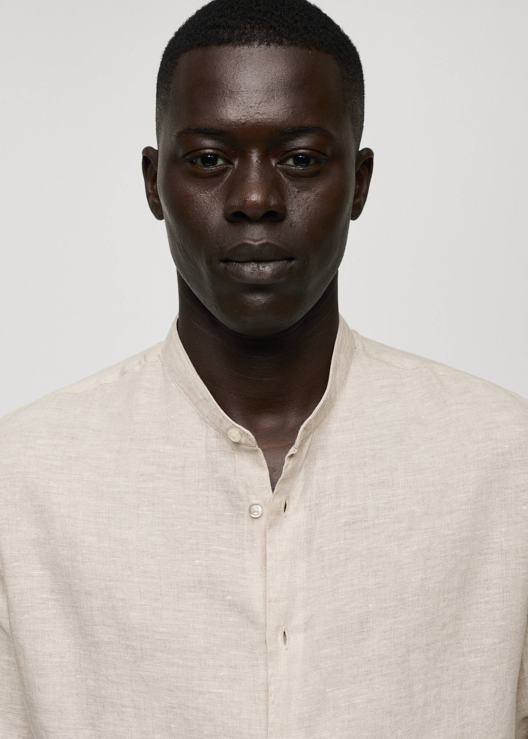 Рубашка 100% лен с воротником мао - Деталь изделия 1