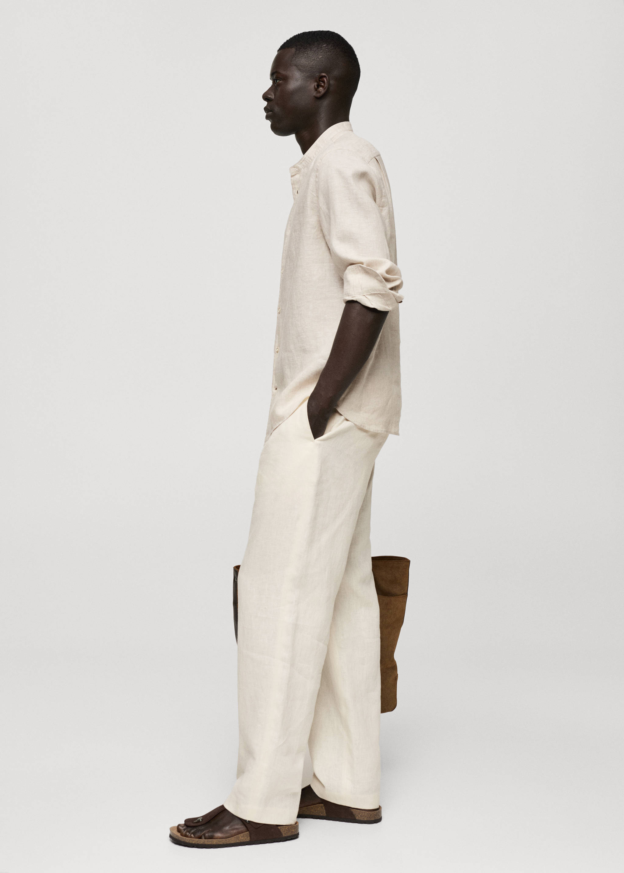 Рубашка 100% лен с воротником мао - Деталь изделия 2