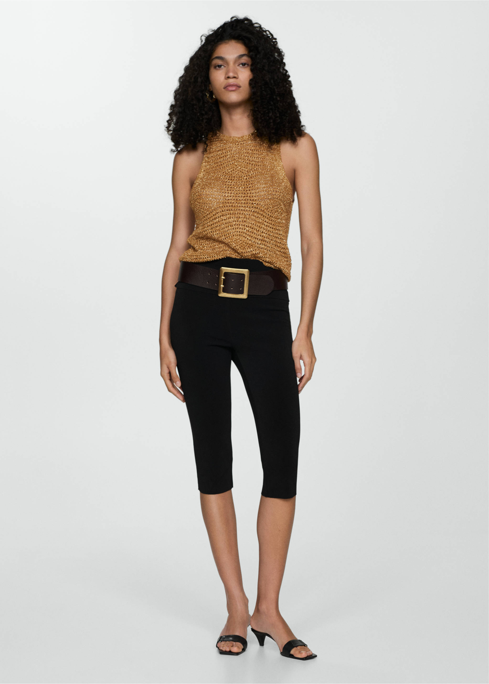 Top Lurex maille ajourée - Plan général, Or. Ref: 77020344-00.