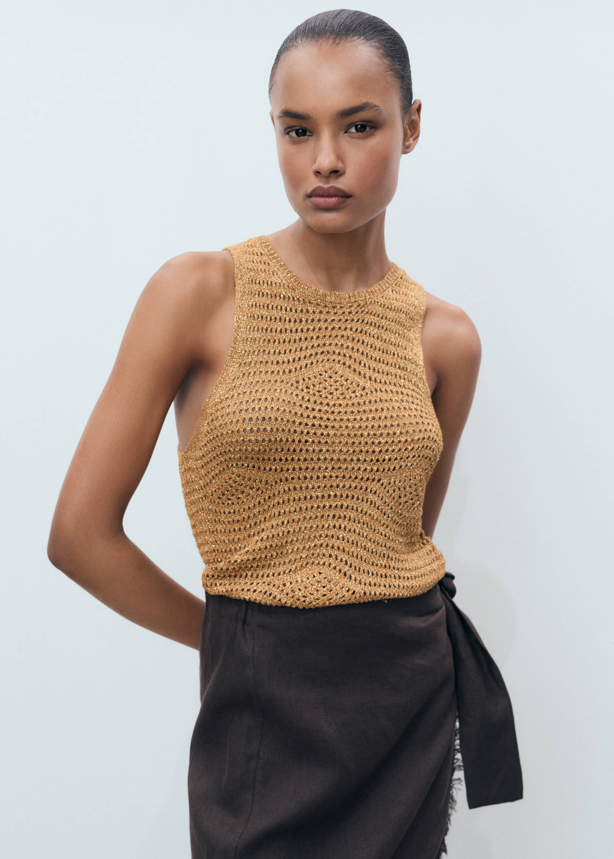 Openwork knitted lurex top - Medium plane