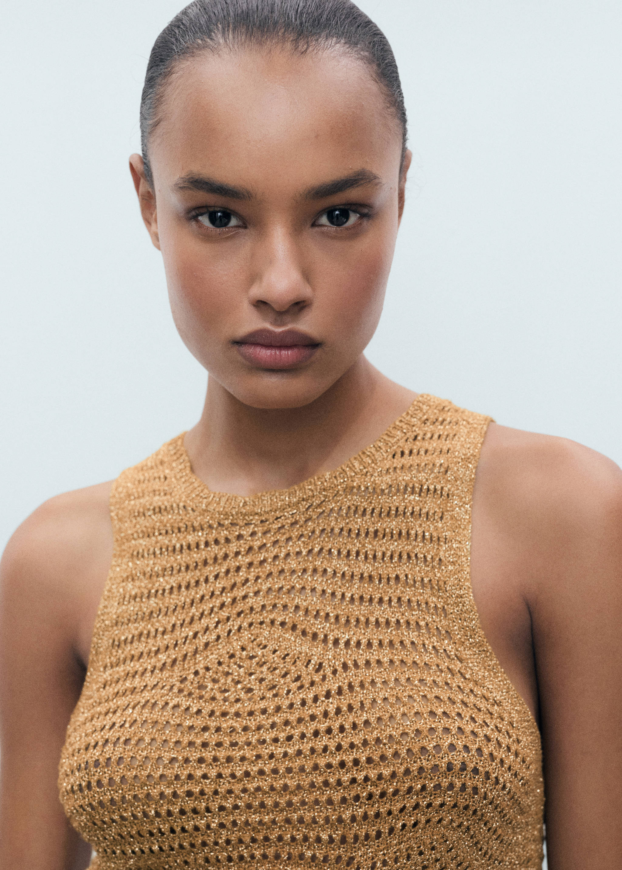 Openwork knitted lurex top - Details of the article 1