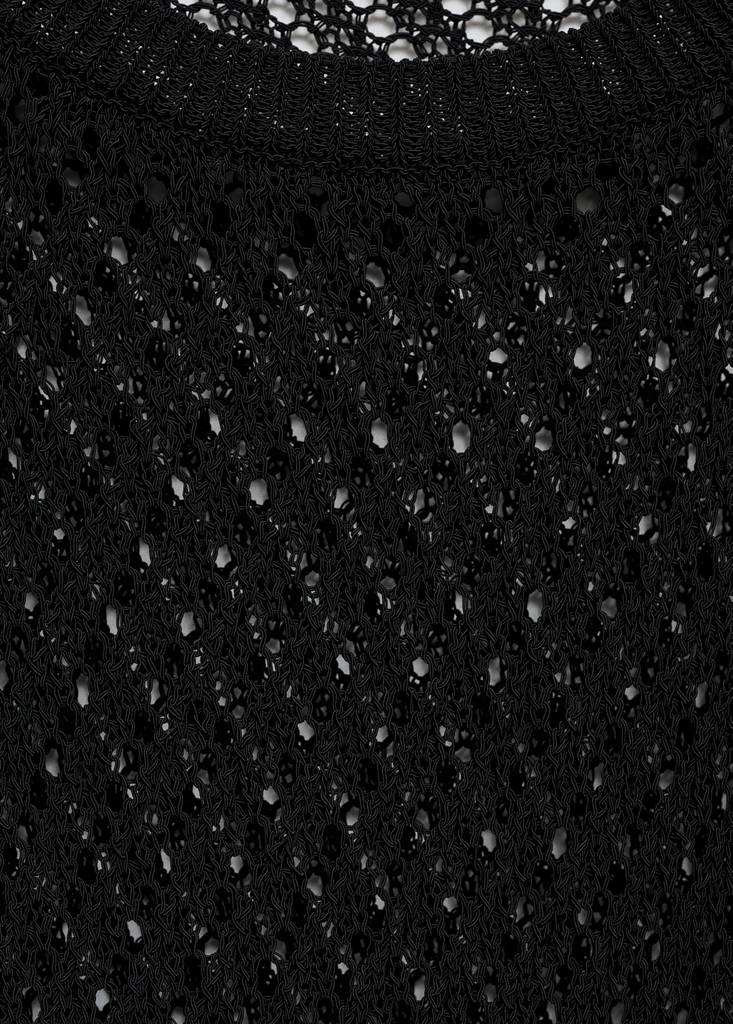 Short-sleeved crochet sweater — Black